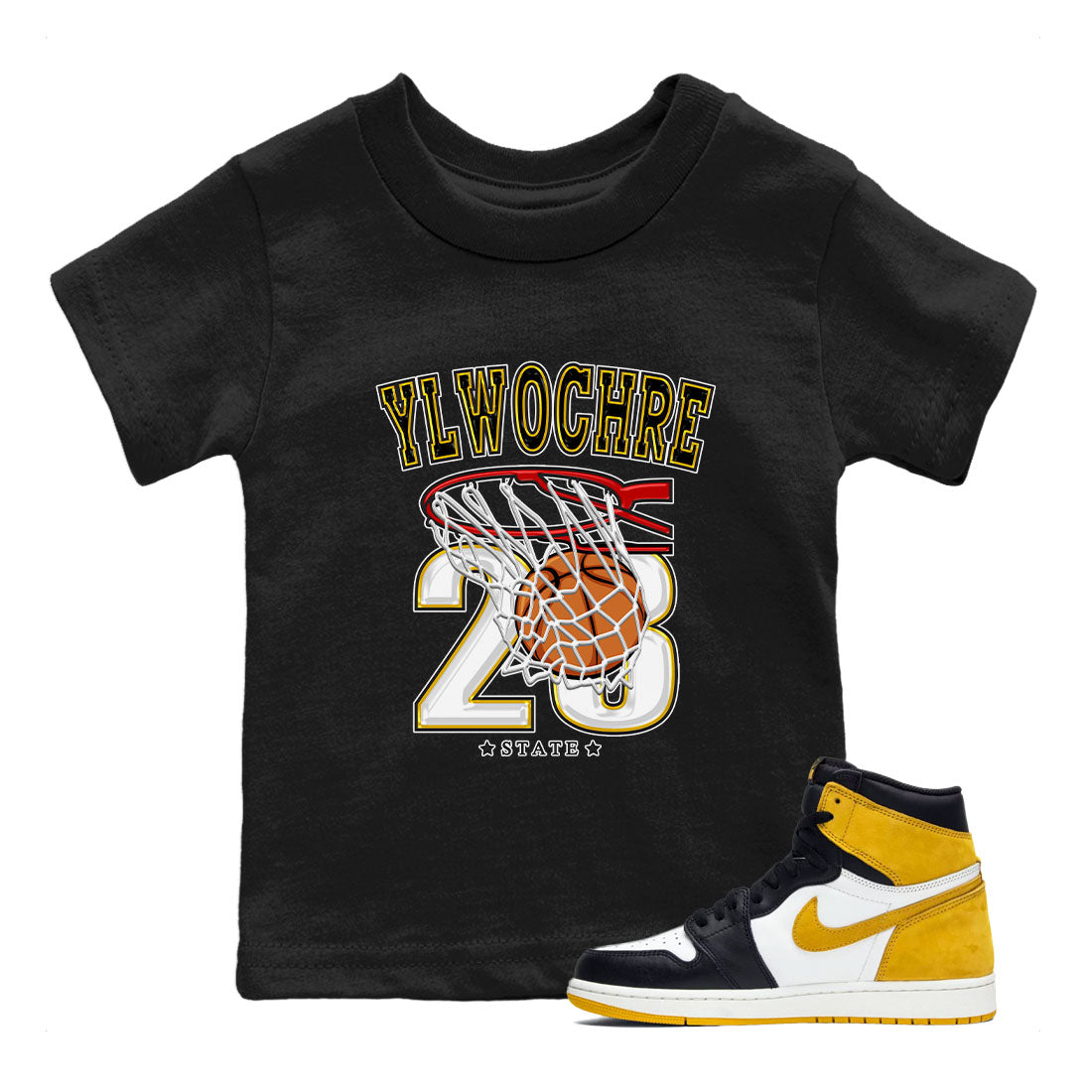 Basketball snkmatch Tees Kids - Air Jordan 1 Yellow Ochre