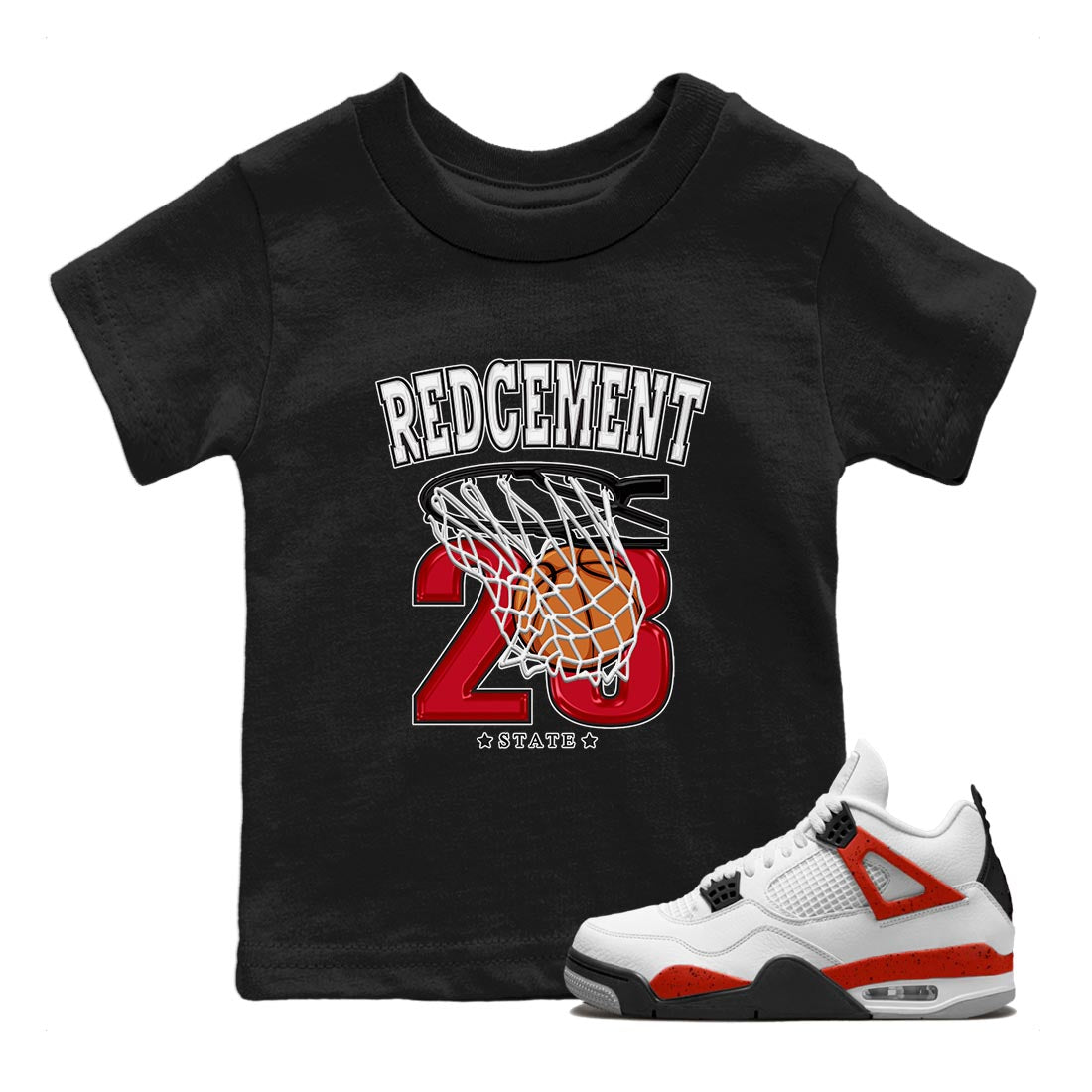 Basketball snkmatch Tee Kids - Air Jordan 4 Red Cement