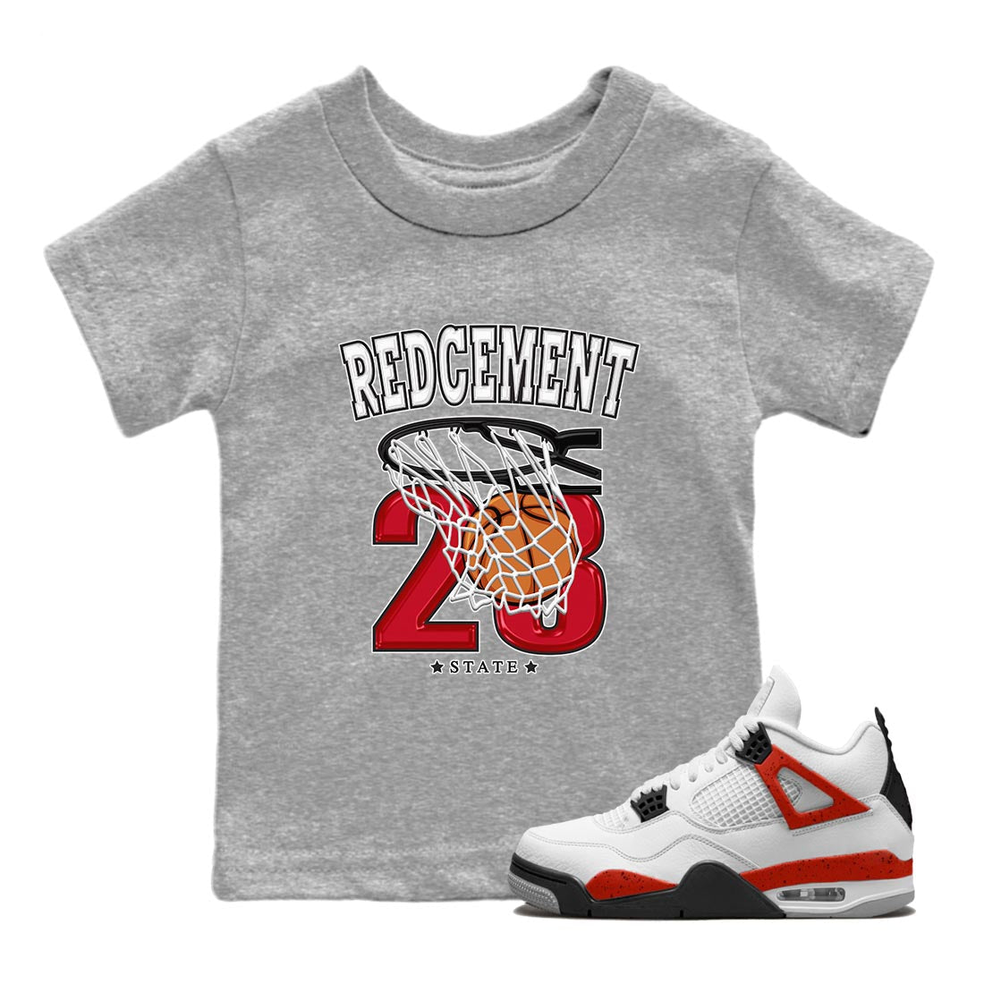 Basketball snkmatch Tee Kids - Air Jordan 4 Red Cement