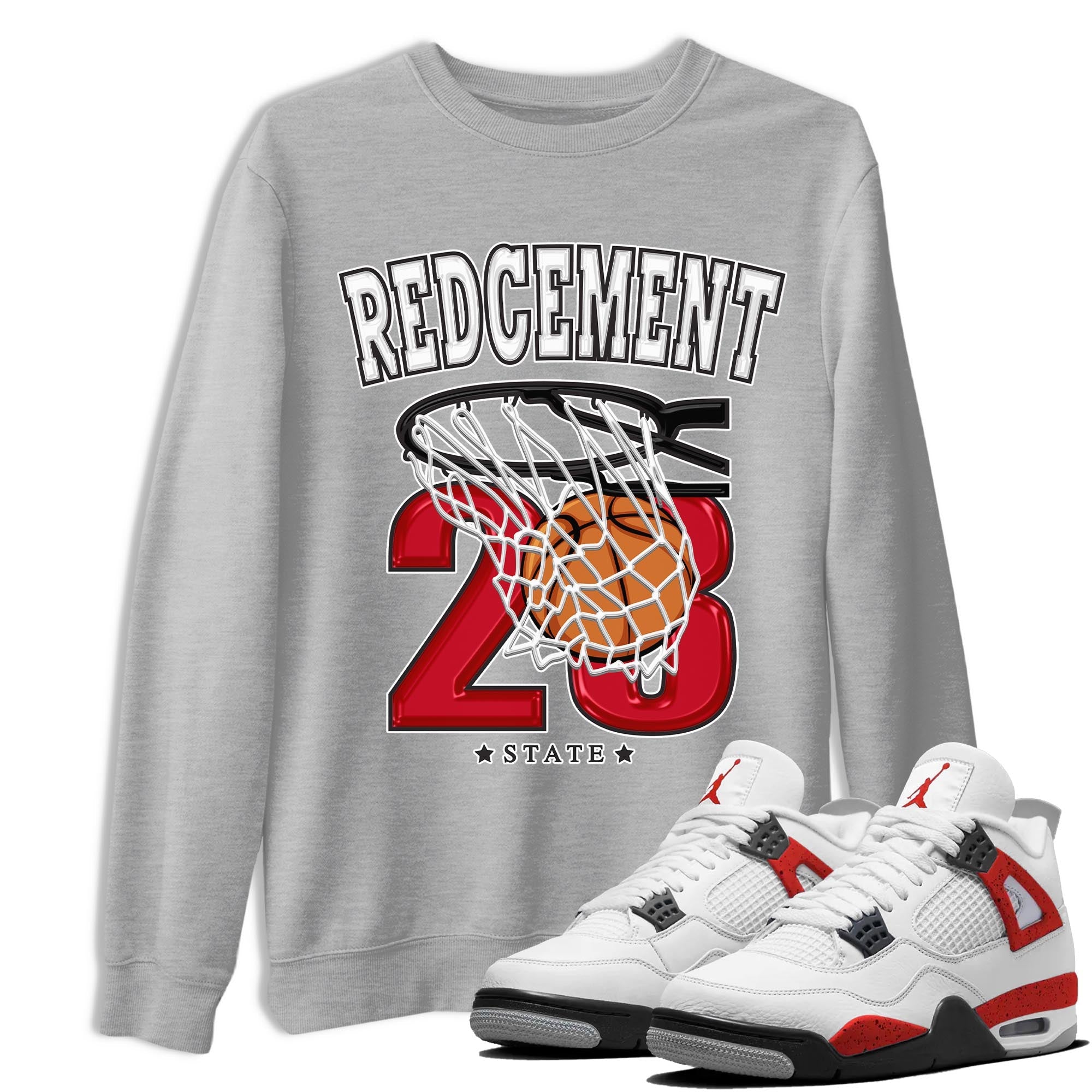 Basketball snkmatch Tee - Air Jordan 4 Red Cement