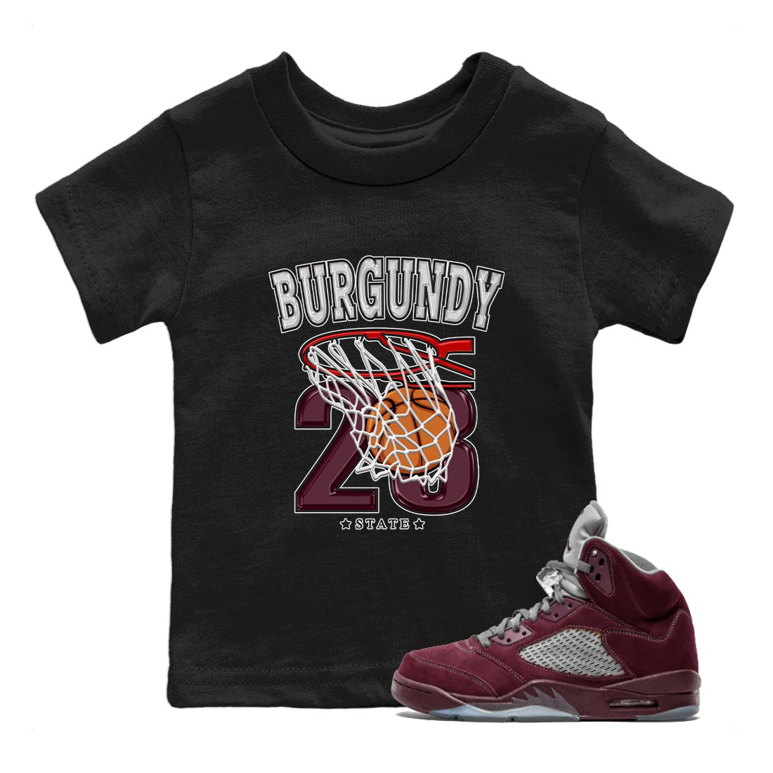 Basketball snkmatch Tee Kids - Air Jordan 5 Burgundy