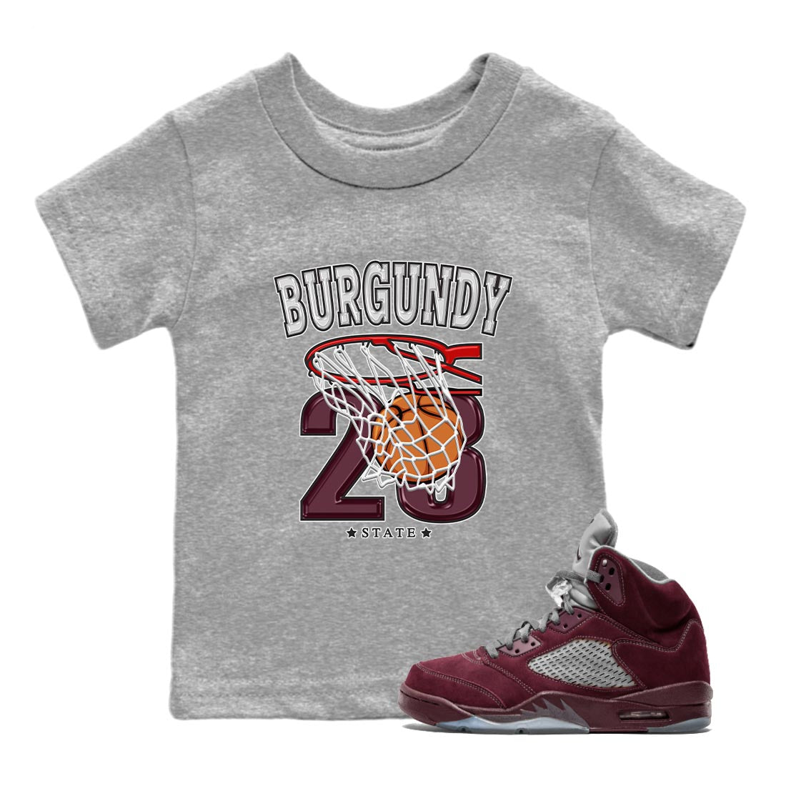 Basketball snkmatch Tee Kids - Air Jordan 5 Burgundy