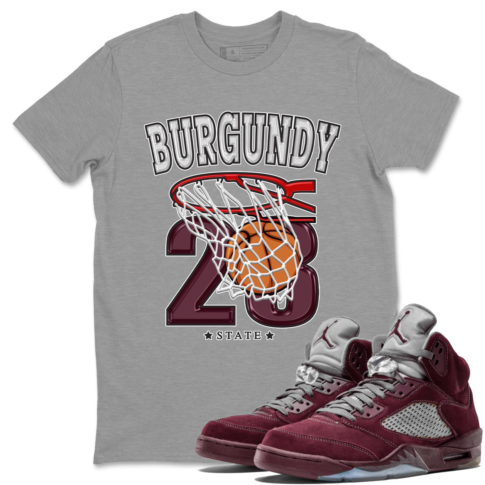 Basketball snkmatch Tee - Air Jordan 5 Burgundy