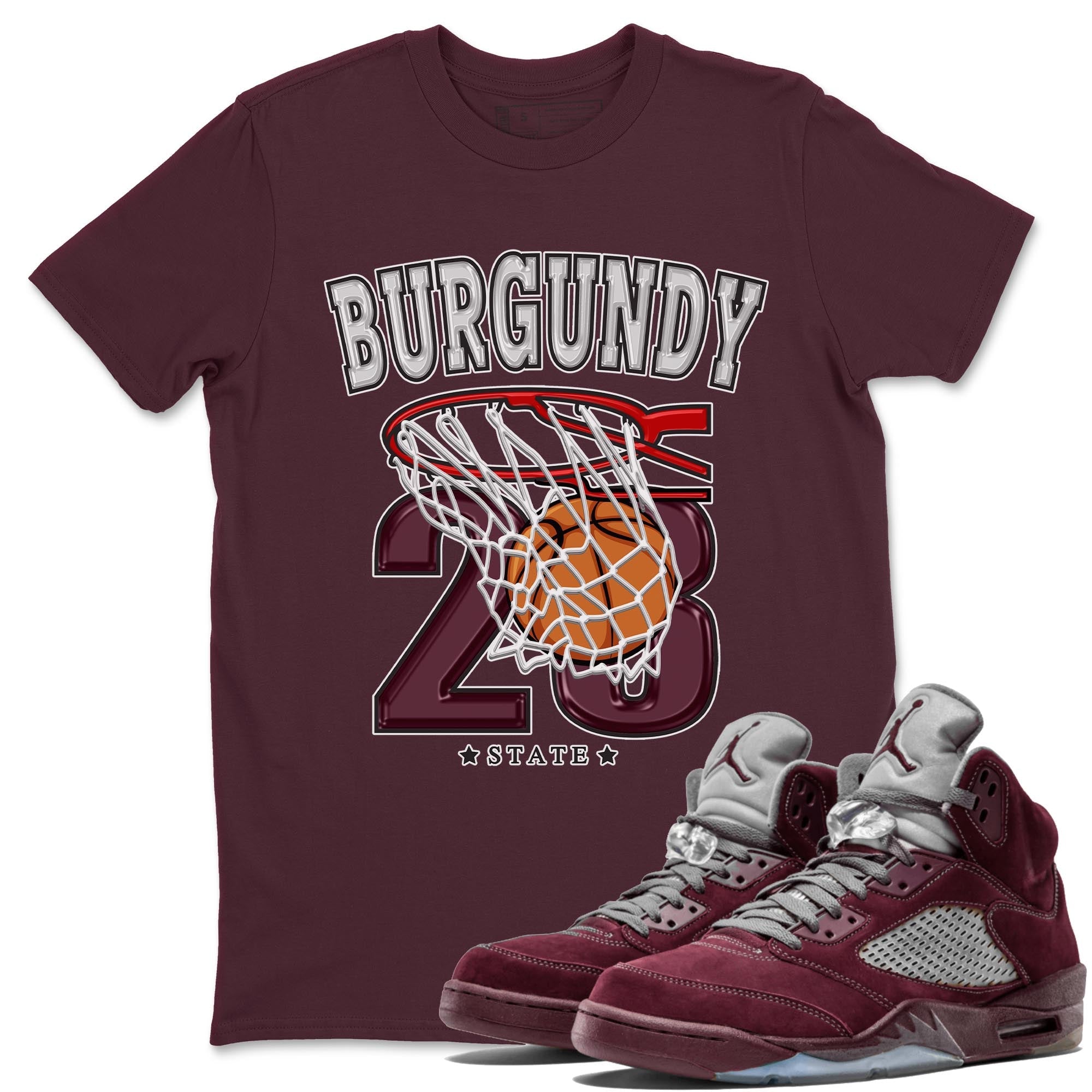 Basketball snkmatch Tee - Air Jordan 5 Burgundy