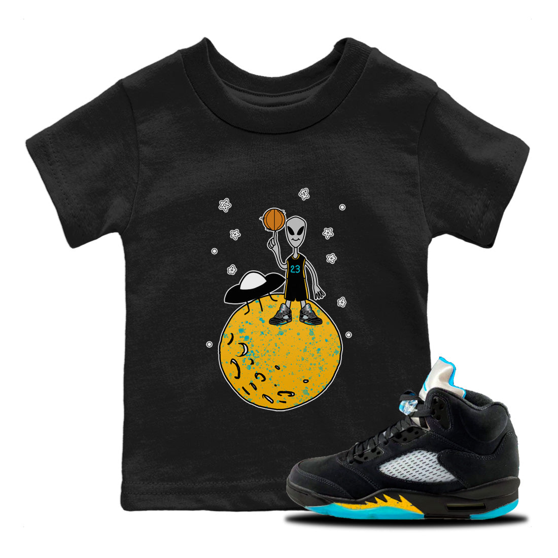 Basketball Alien Kids Tops - Air Jordan 5 Aqua