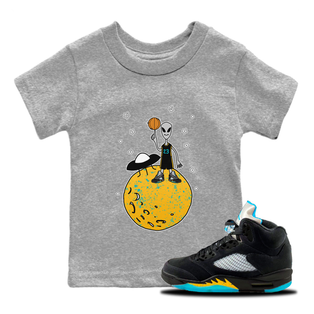 Basketball Alien Kids Tops - Air Jordan 5 Aqua