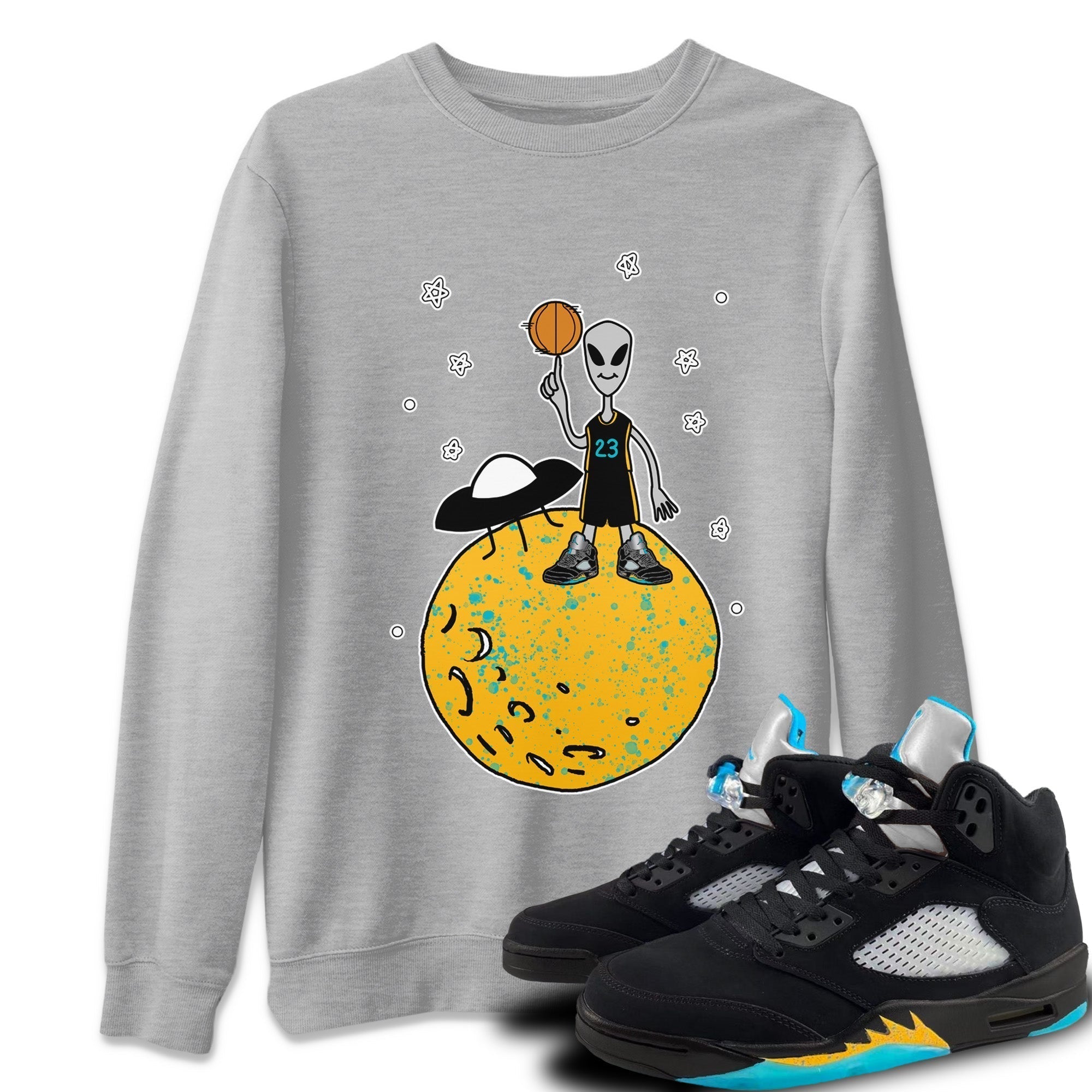 Basketball Alien Unisex Tops - Air Jordan 5 Aqua