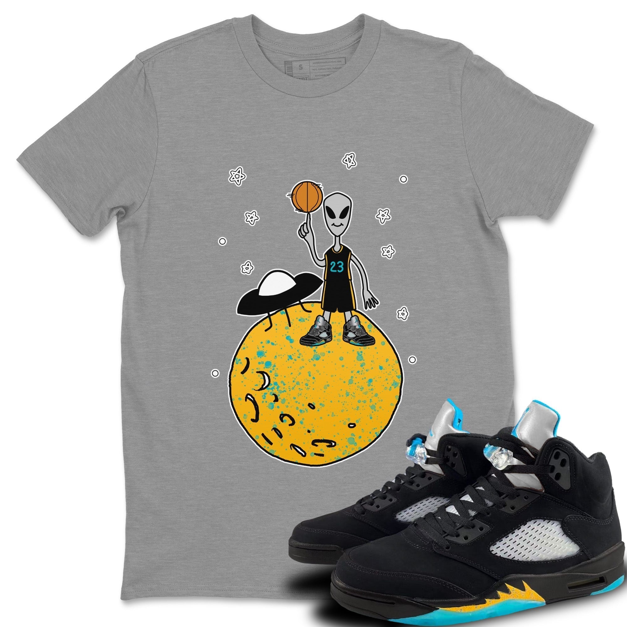 Basketball Alien Unisex Tops - Air Jordan 5 Aqua