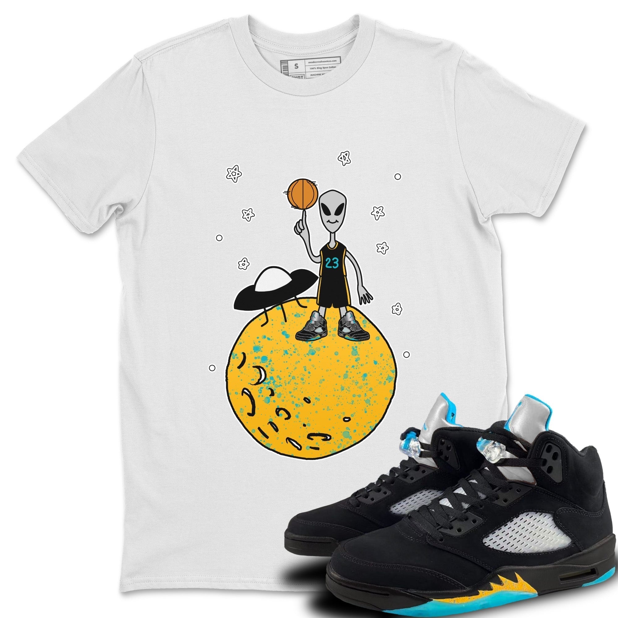 Basketball Alien Unisex Tops - Air Jordan 5 Aqua