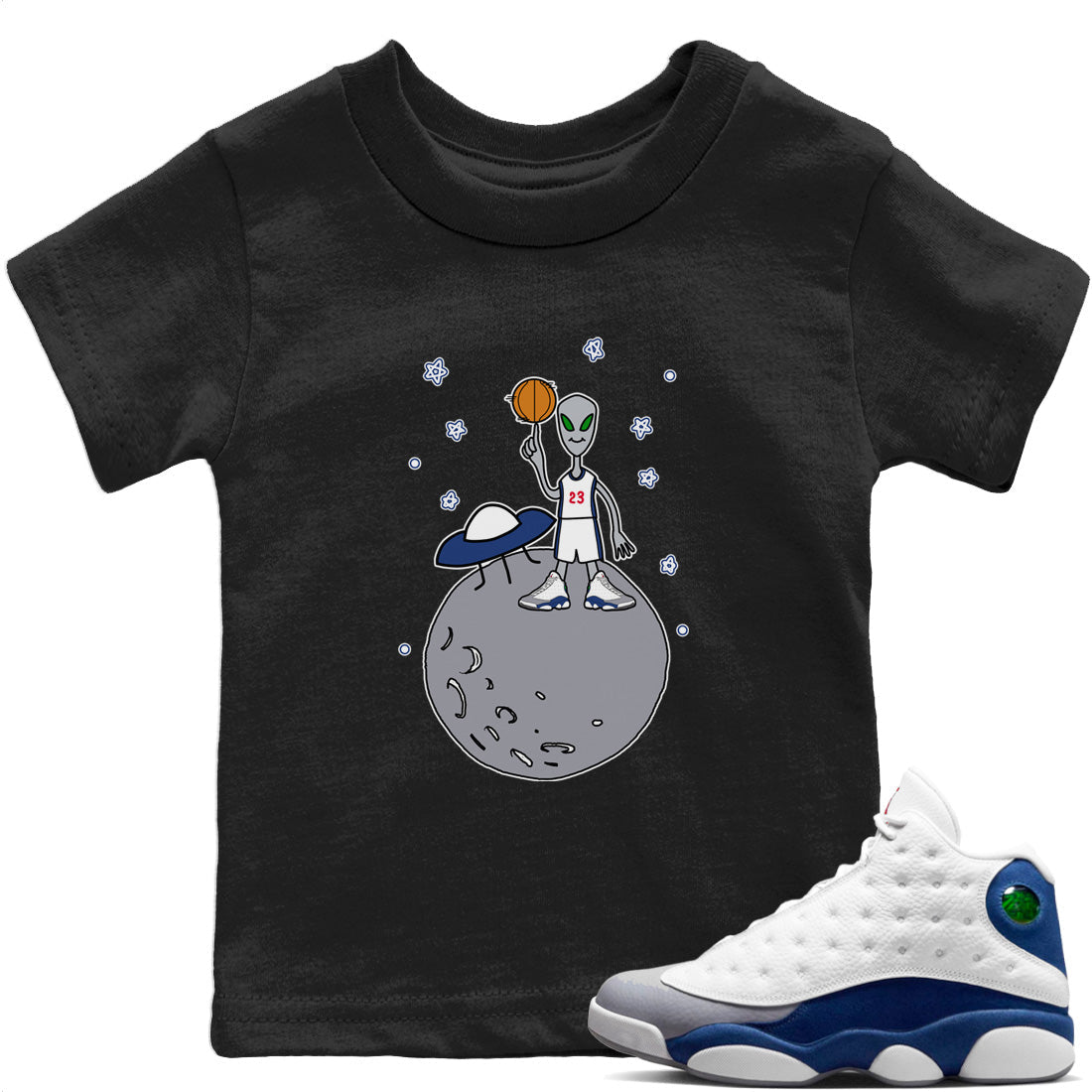 Basketball Alien Kids Tops - Air Jordan 13 French Blue