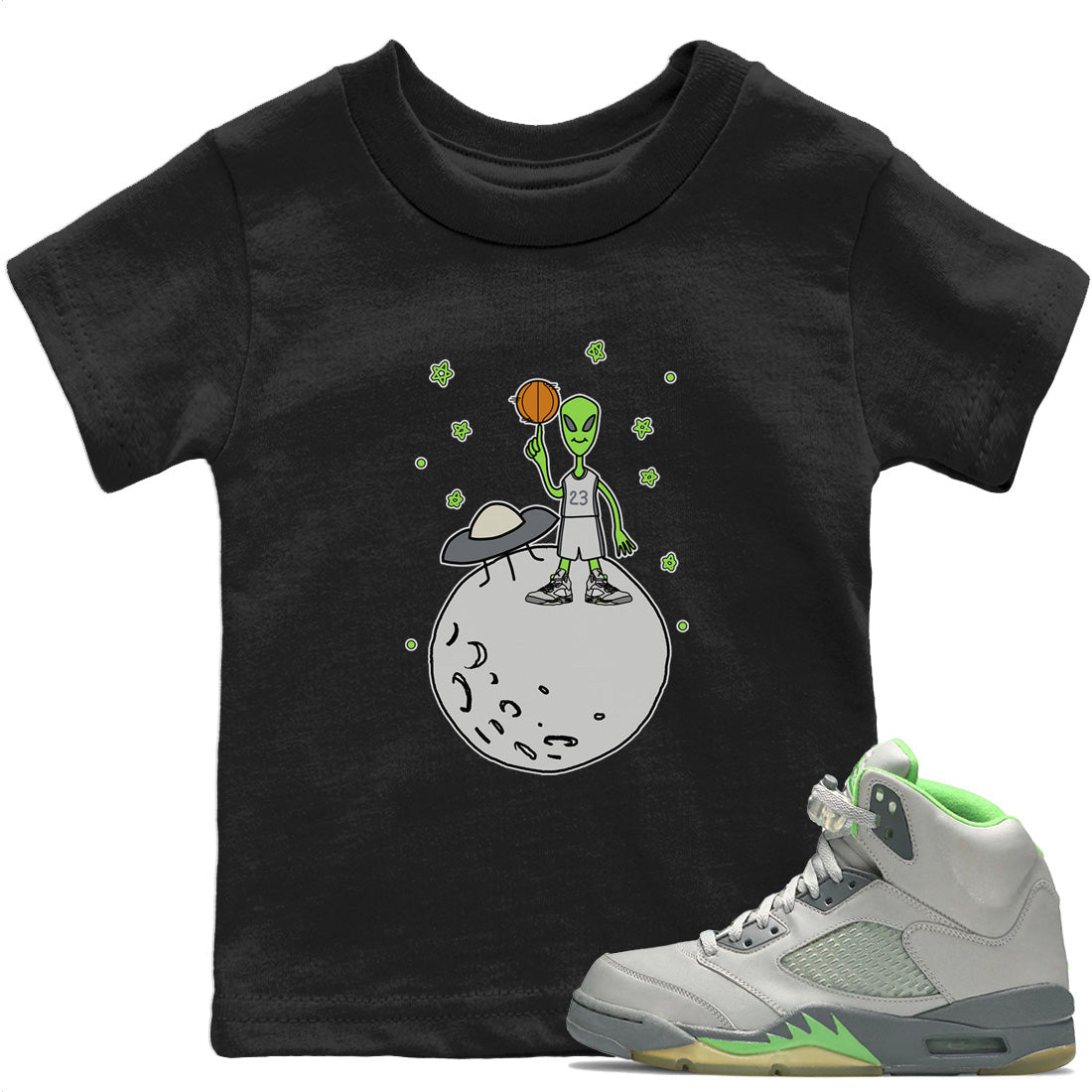 Basketball Alien Kids Tops - Air Jordan 5 Green Bean