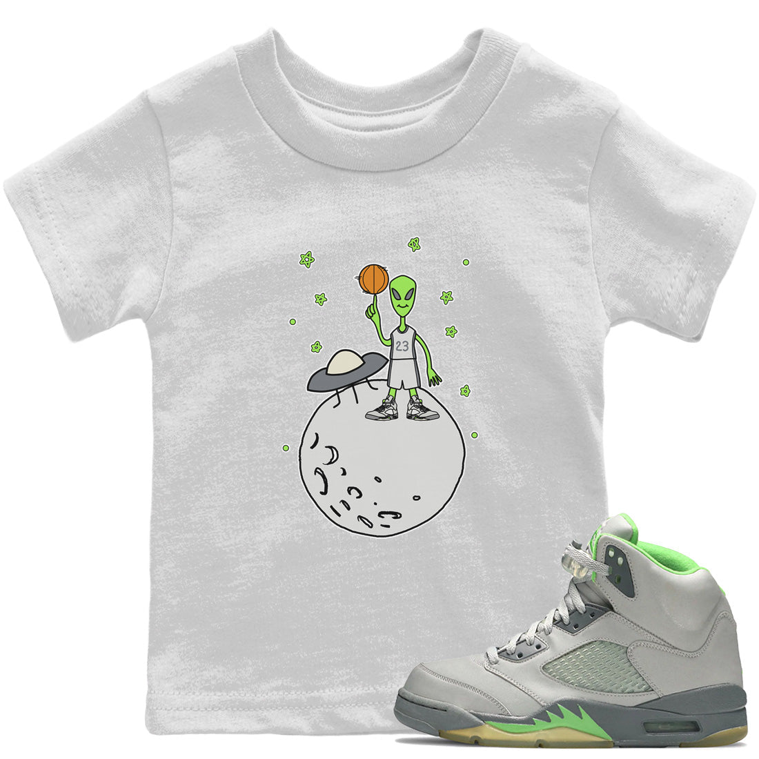 Basketball Alien Kids Tops - Air Jordan 5 Green Bean