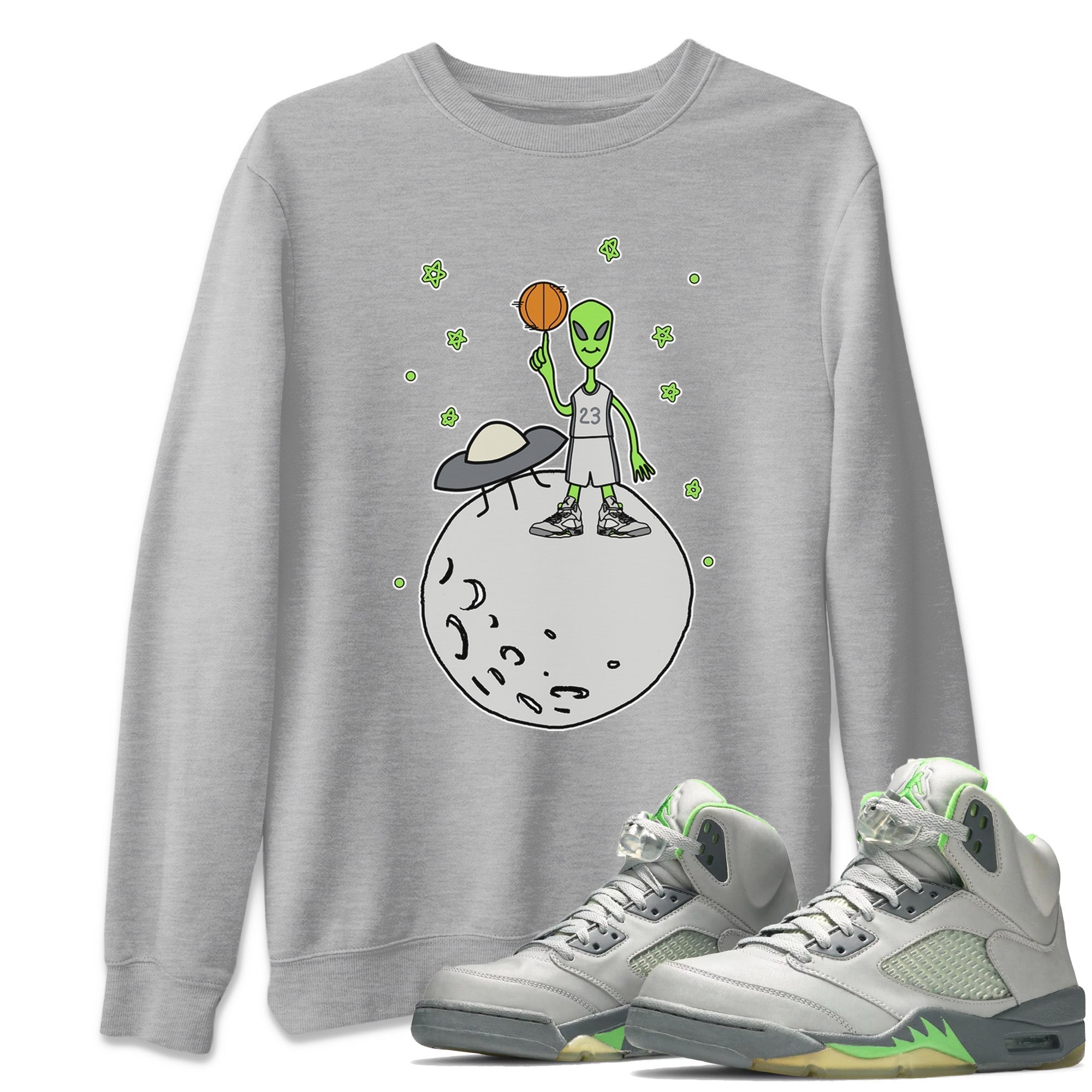 Basketball Alien Unisex Tops - Air Jordan 5 Green Bean