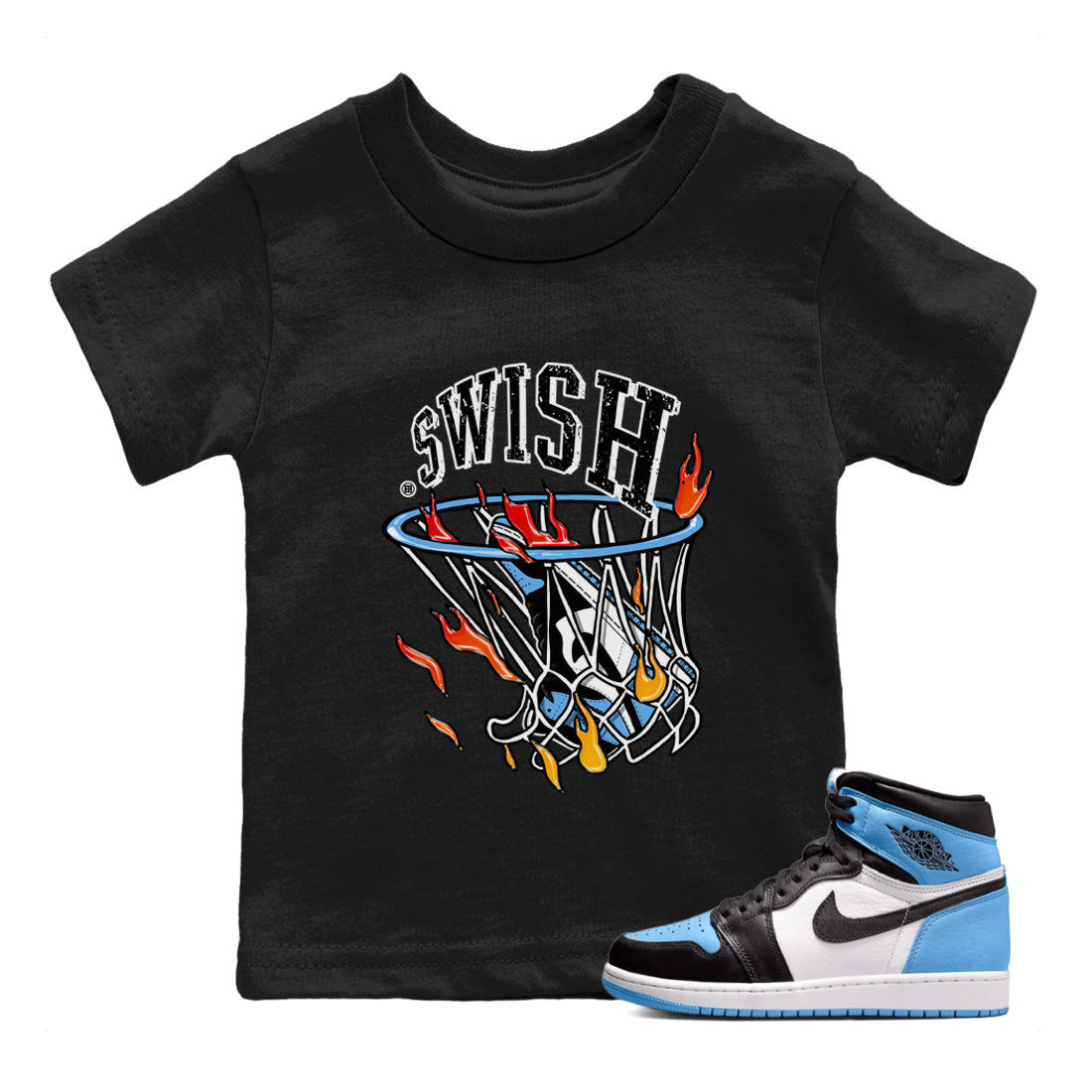 Basketball Hoop Kids Tops - Air Jordan 1 UNC Toe