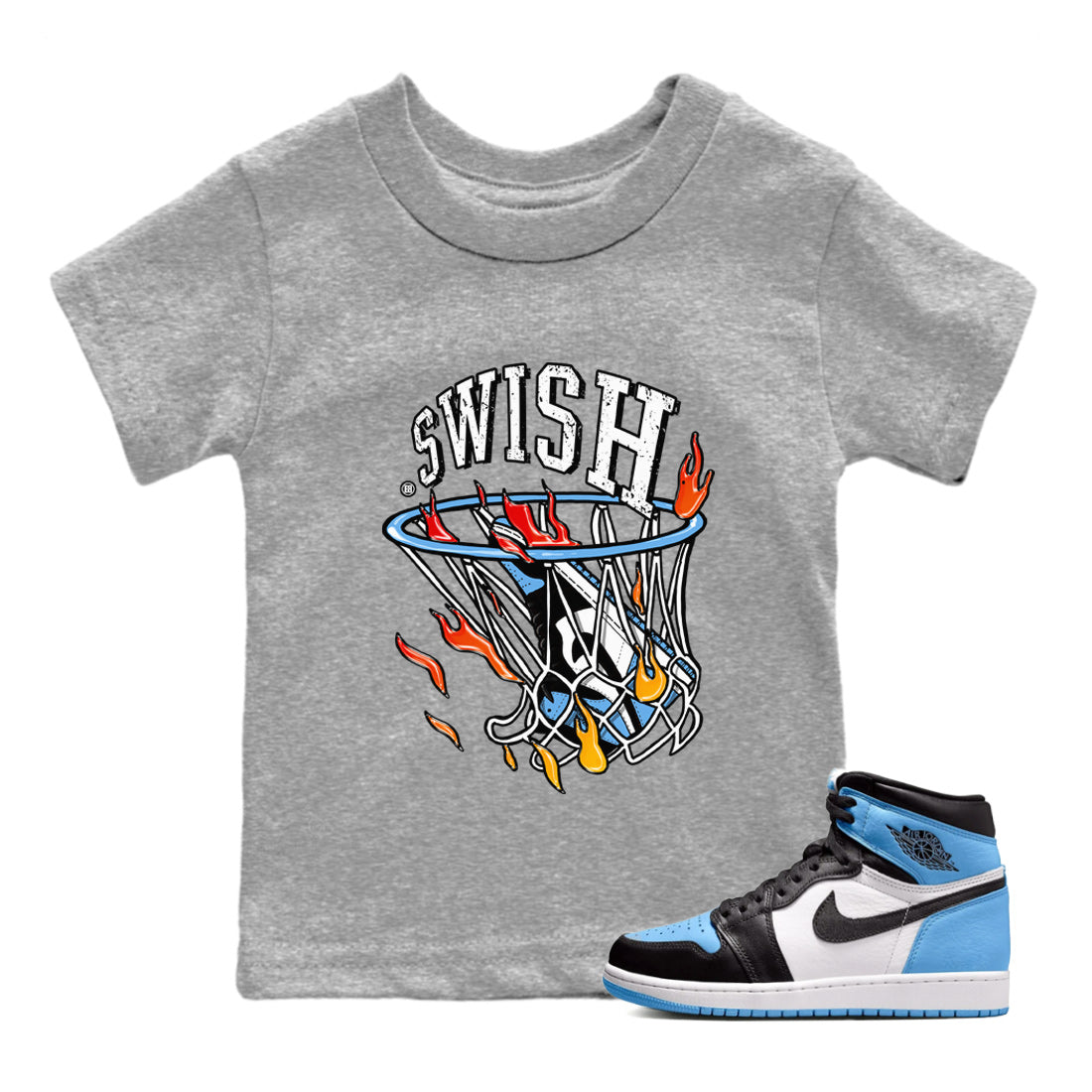 Basketball Hoop Kids Tops - Air Jordan 1 UNC Toe