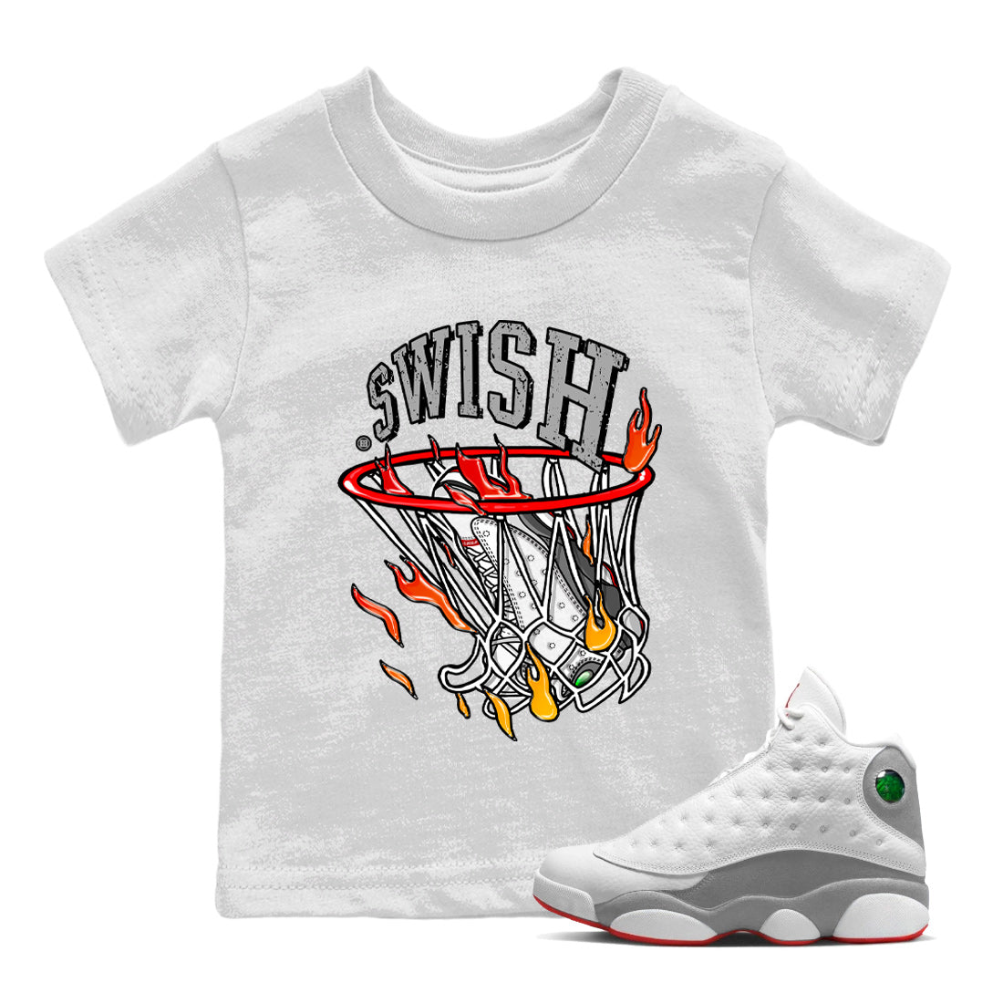 Basketball Hoop Kids Tops - Air Jordan 13 Wolf Grey