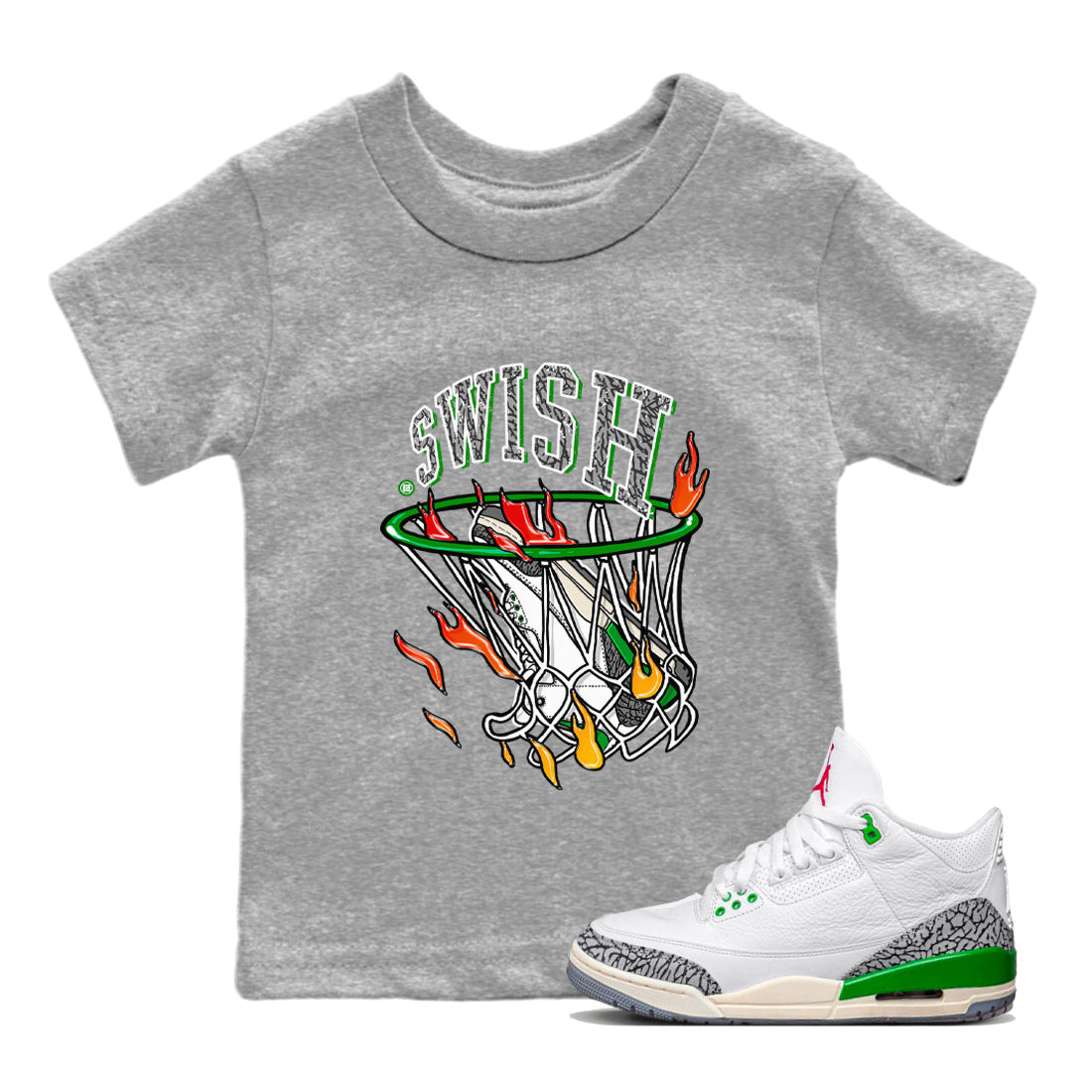 Basketball Hoop Kids Tops - Air Jordan 3 Lucky Green