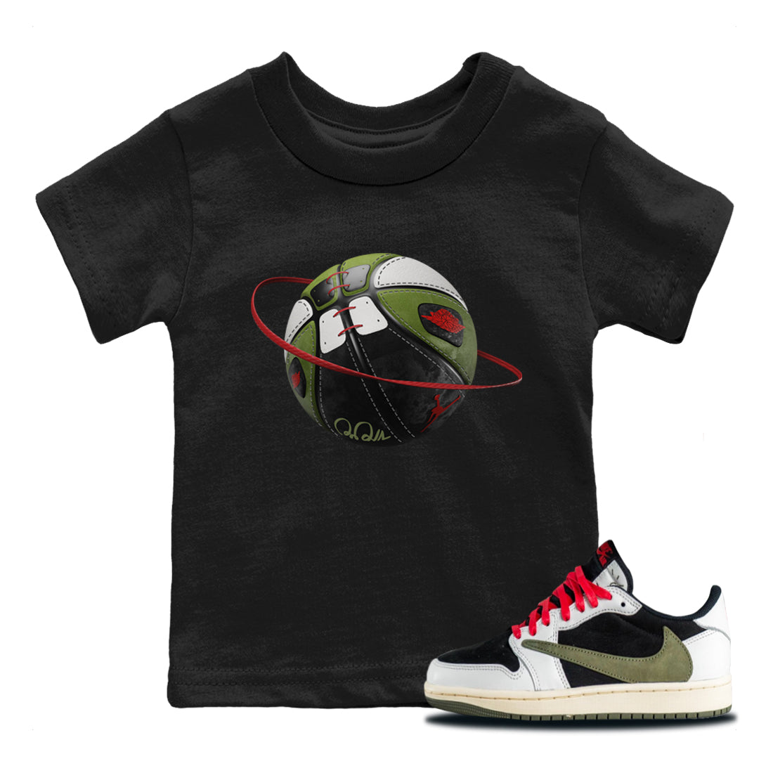 Basketball Planet Kids Tops - Air Jordan 1 Travis Scott Olive