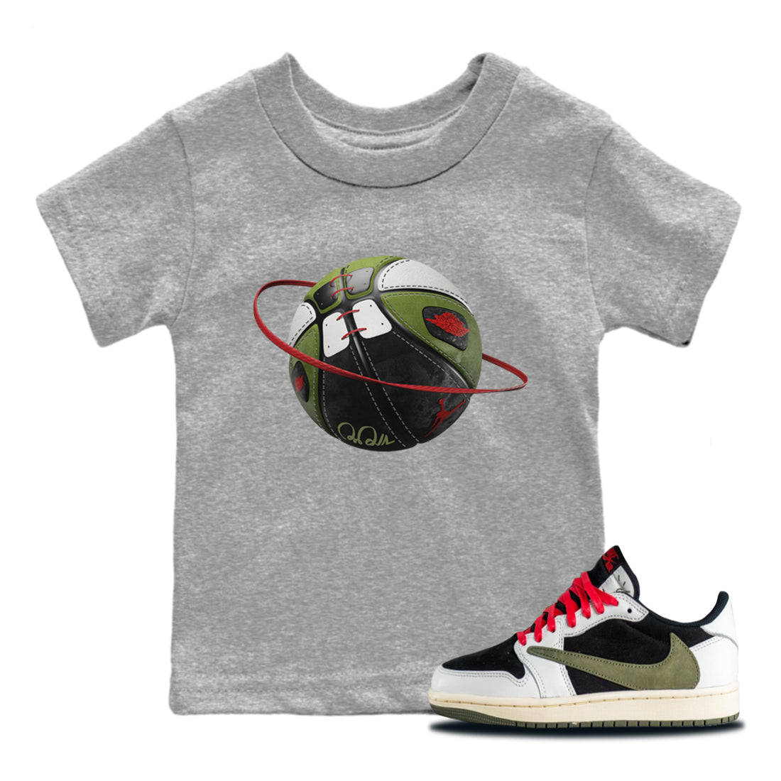 Basketball Planet Kids Tops - Air Jordan 1 Travis Scott Olive