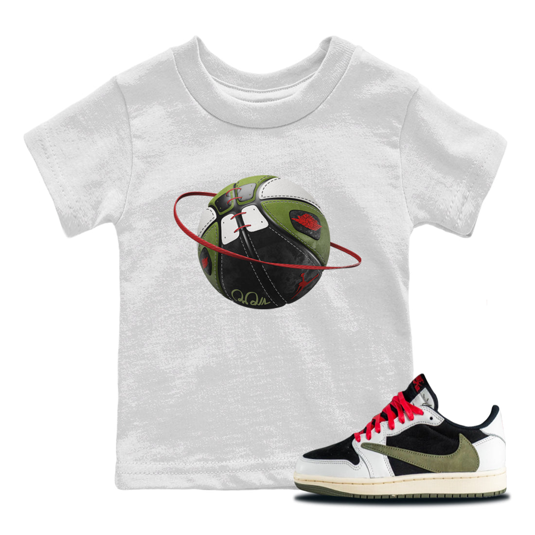 Basketball Planet Kids Tops - Air Jordan 1 Travis Scott Olive