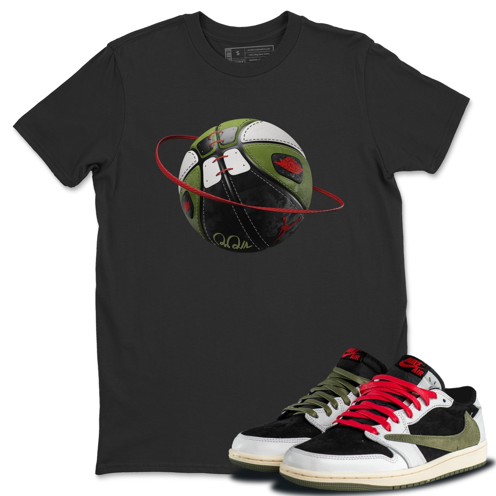 Basketball Planet Unisex Tops - Air Jordan 1 Travis Scott Olive