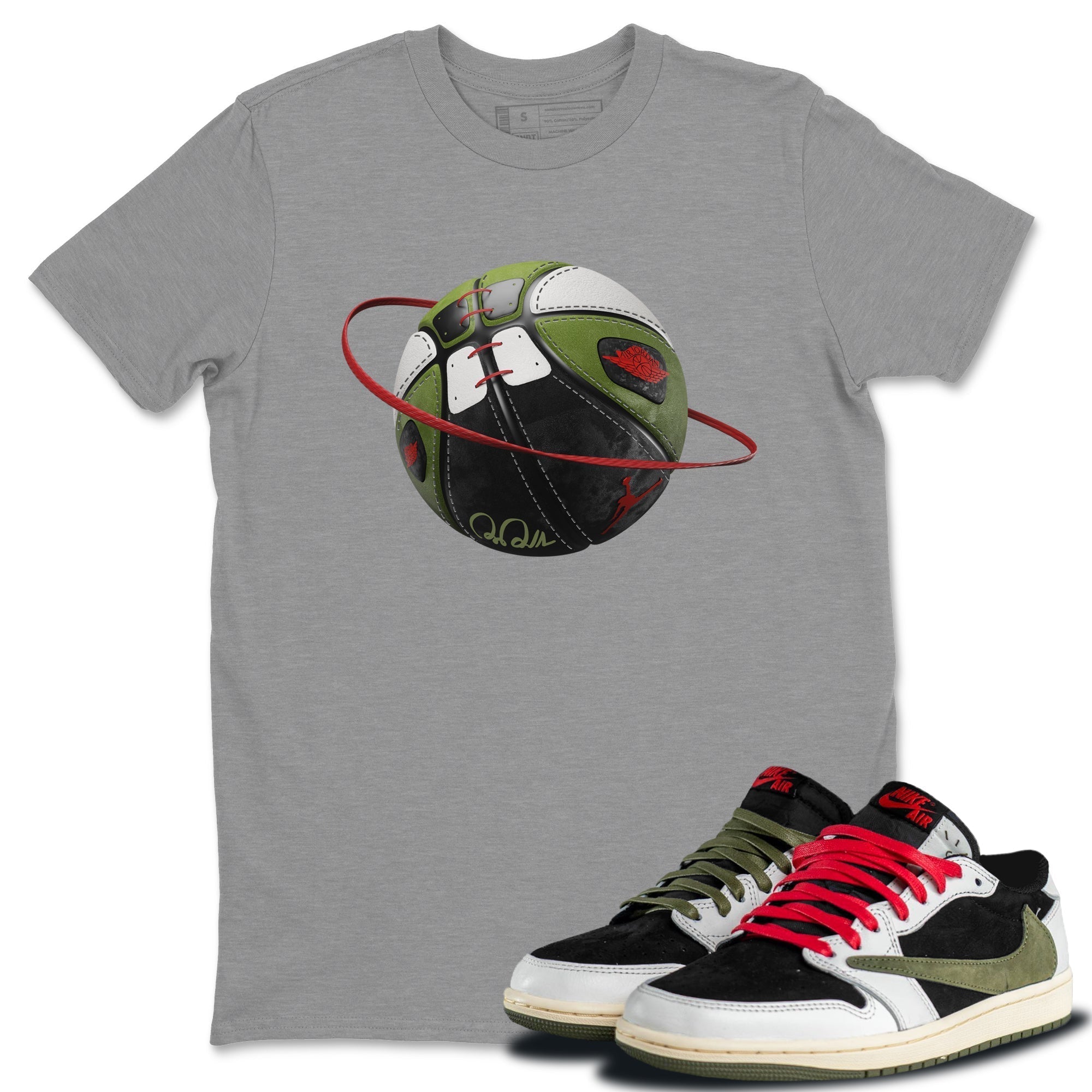 Basketball Planet Unisex Tops - Air Jordan 1 Travis Scott Olive