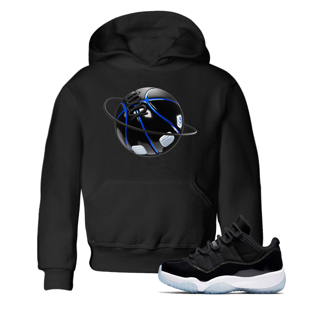Basketball Planet snkmatch Tees Kids - Air Jordan 11 Black and Varsity Royal
