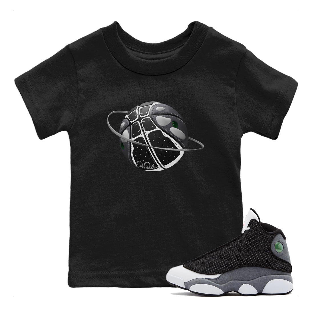 Basketball Planet Kids Tops - Air Jordan 13 Black Flint