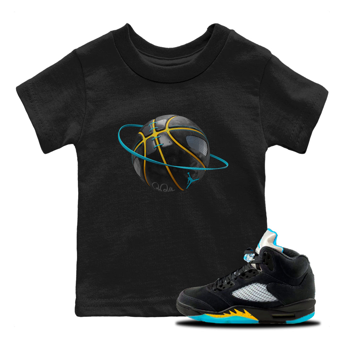 Basketball Planet Kids Tops - Air Jordan 5 Aqua