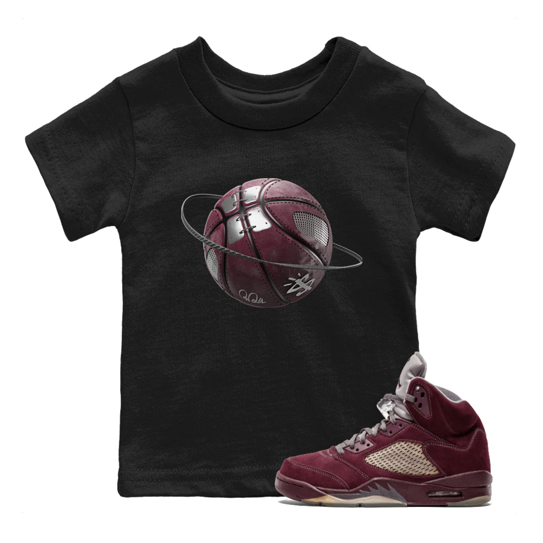 Basketball Planet Kids Tops - Air Jordan 5 Burgundy
