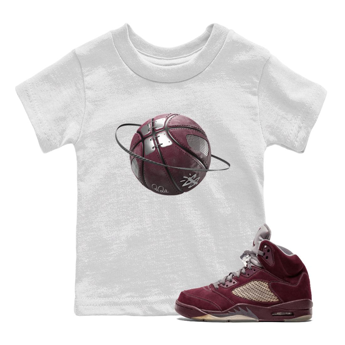 Basketball Planet Kids Tops - Air Jordan 5 Burgundy