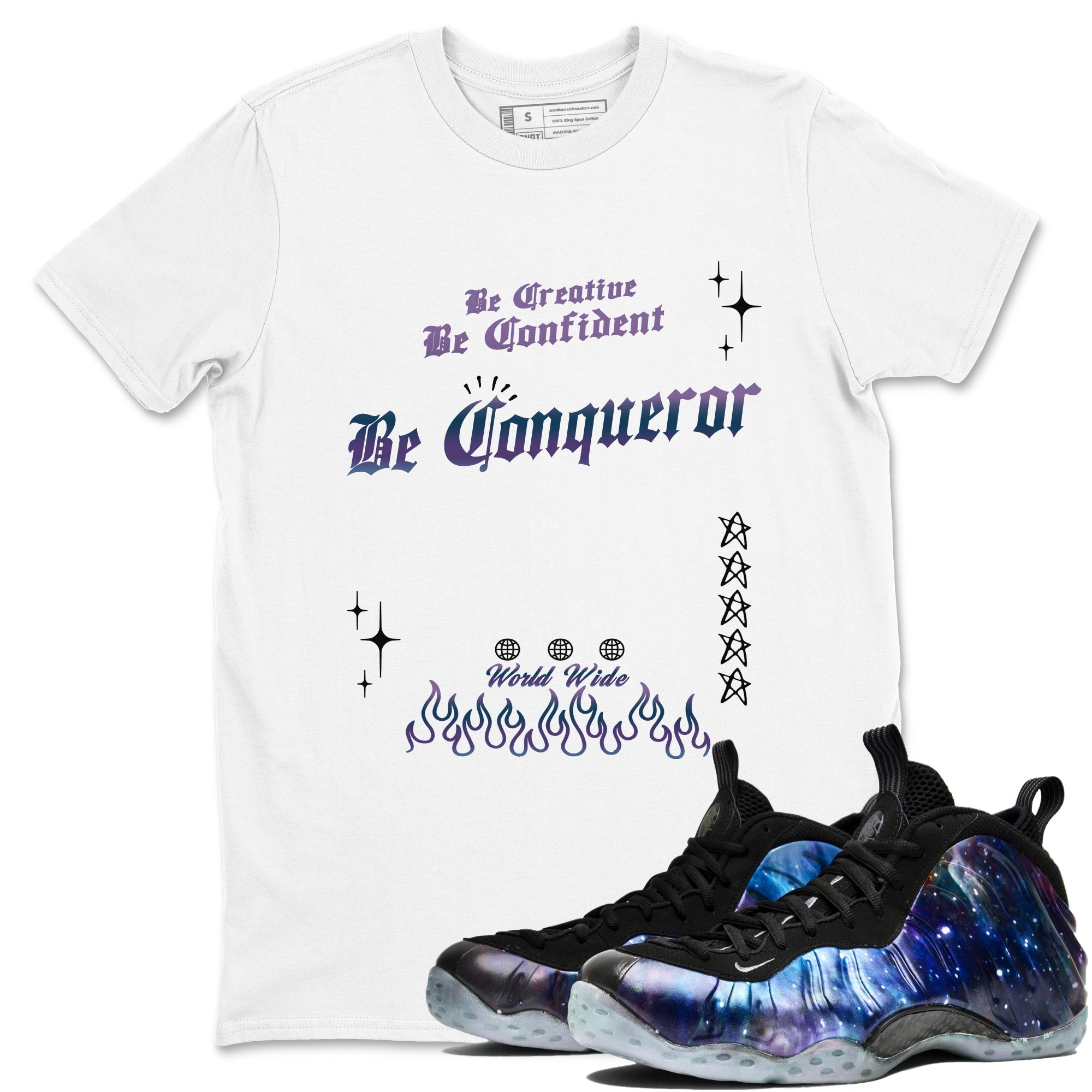Be Conqueror snkmatch Tees - Air Foamposite One Galaxy