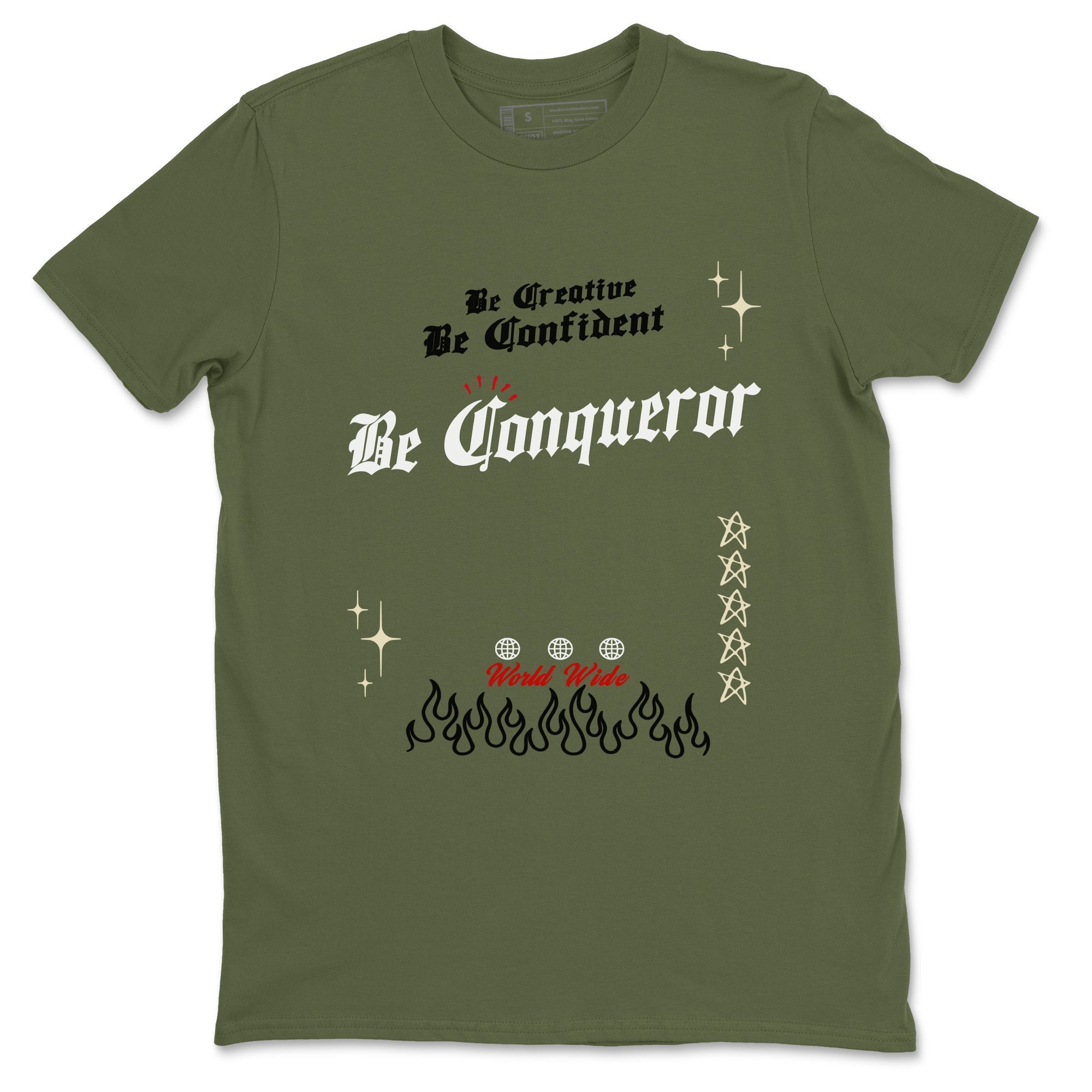 Be Conqueror snkmatch Tees - Air Jordan 1 Travis Scott Medium Olive