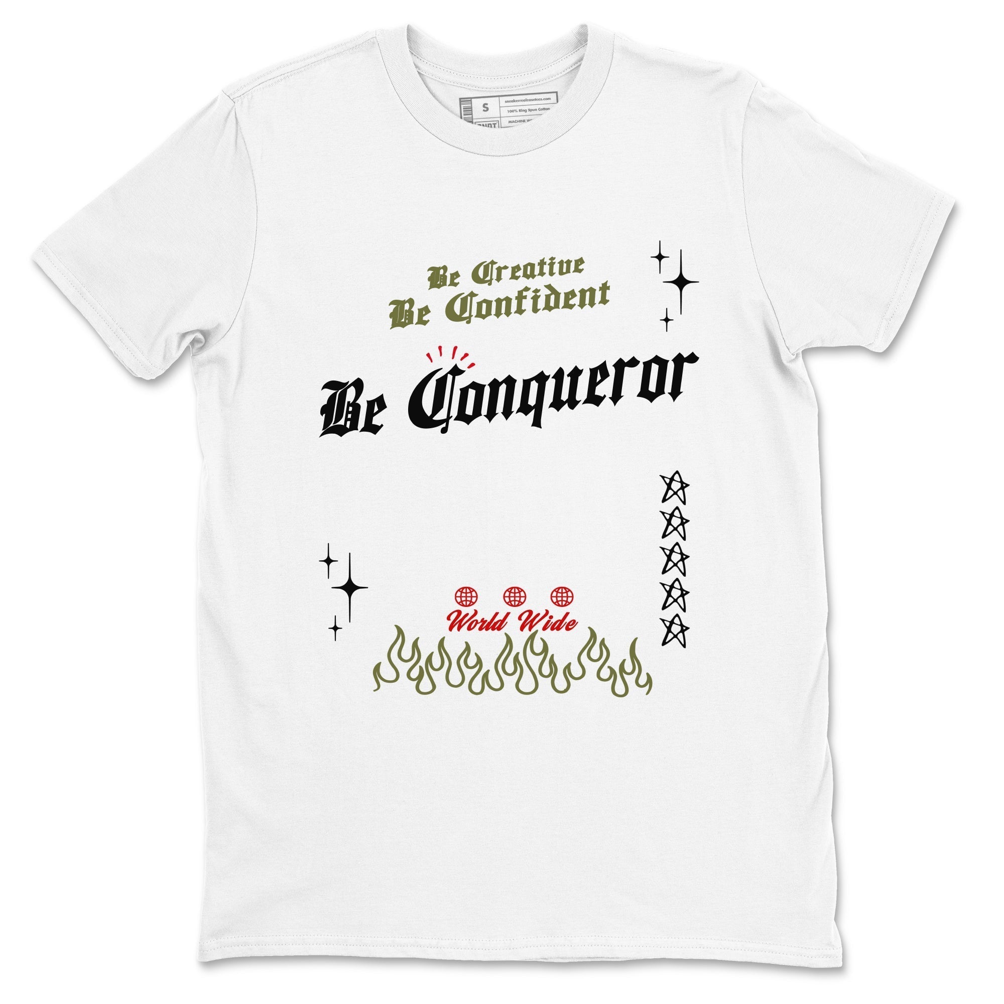 Be Conqueror snkmatch Tees - Air Jordan 1 Travis Scott Medium Olive