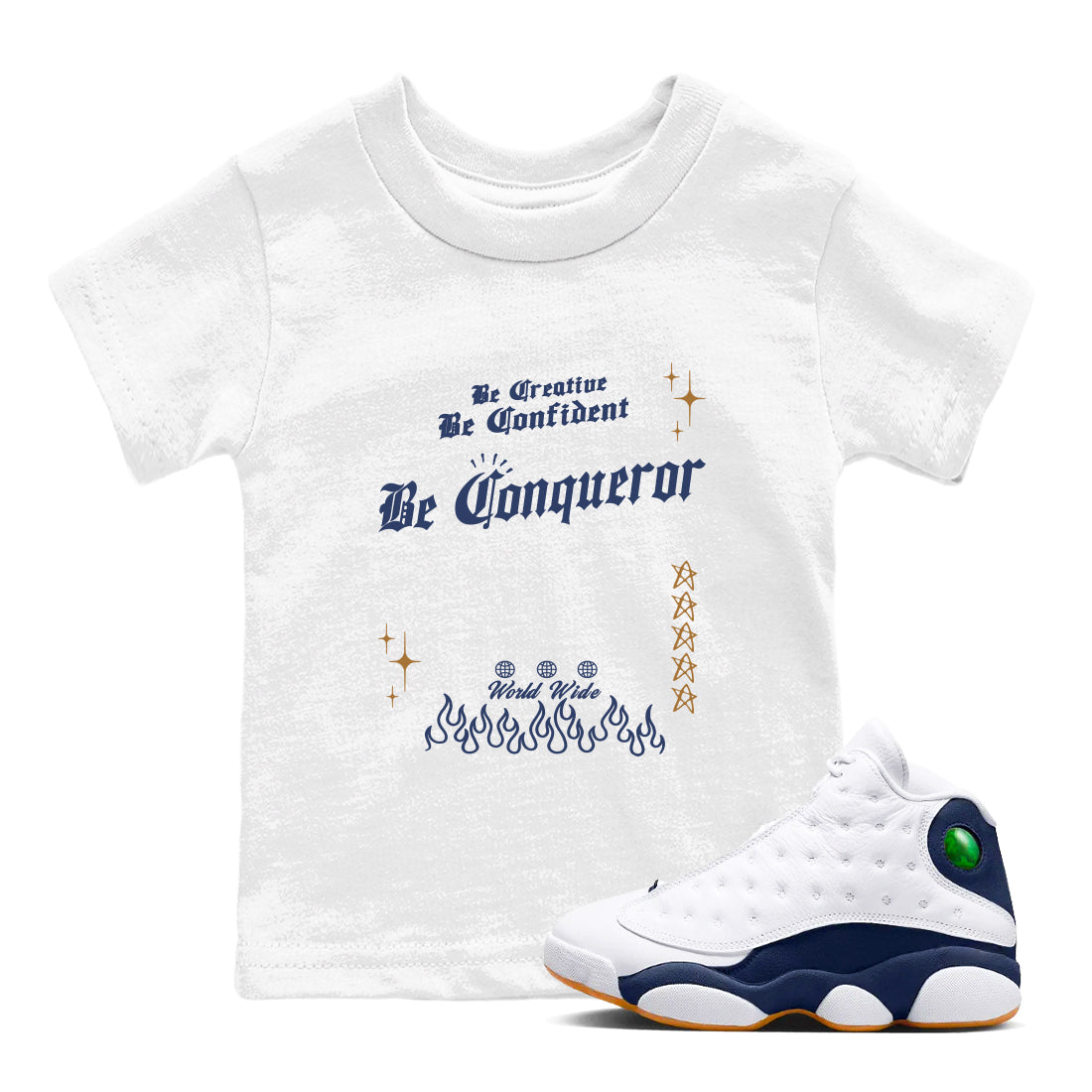 Be Conqueror snkmatch Tees Kids - Air Jordan 13 Midnight Navy
