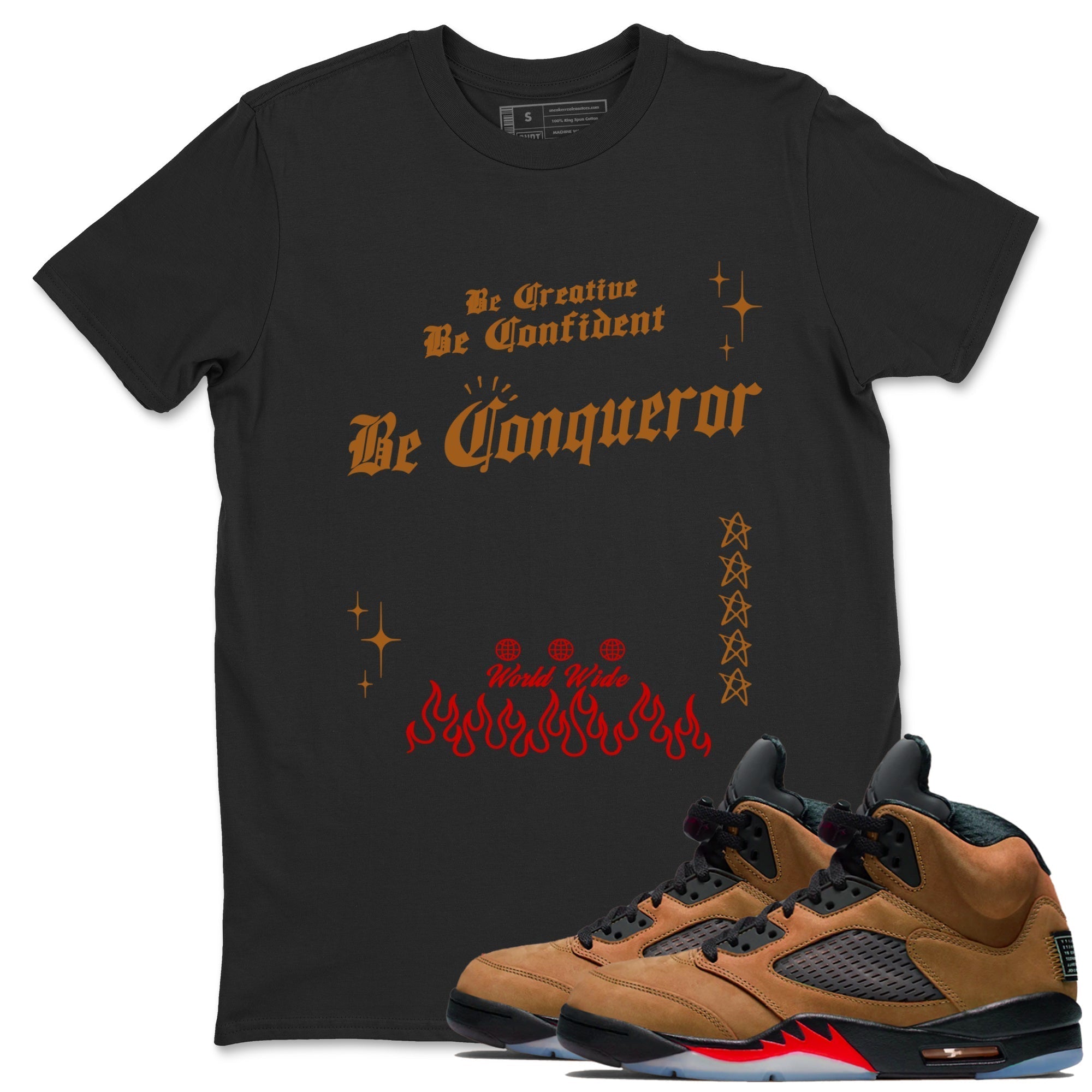 Be Conqueror snkmatch Tees - Air Jordan 5 Archaeo Brown