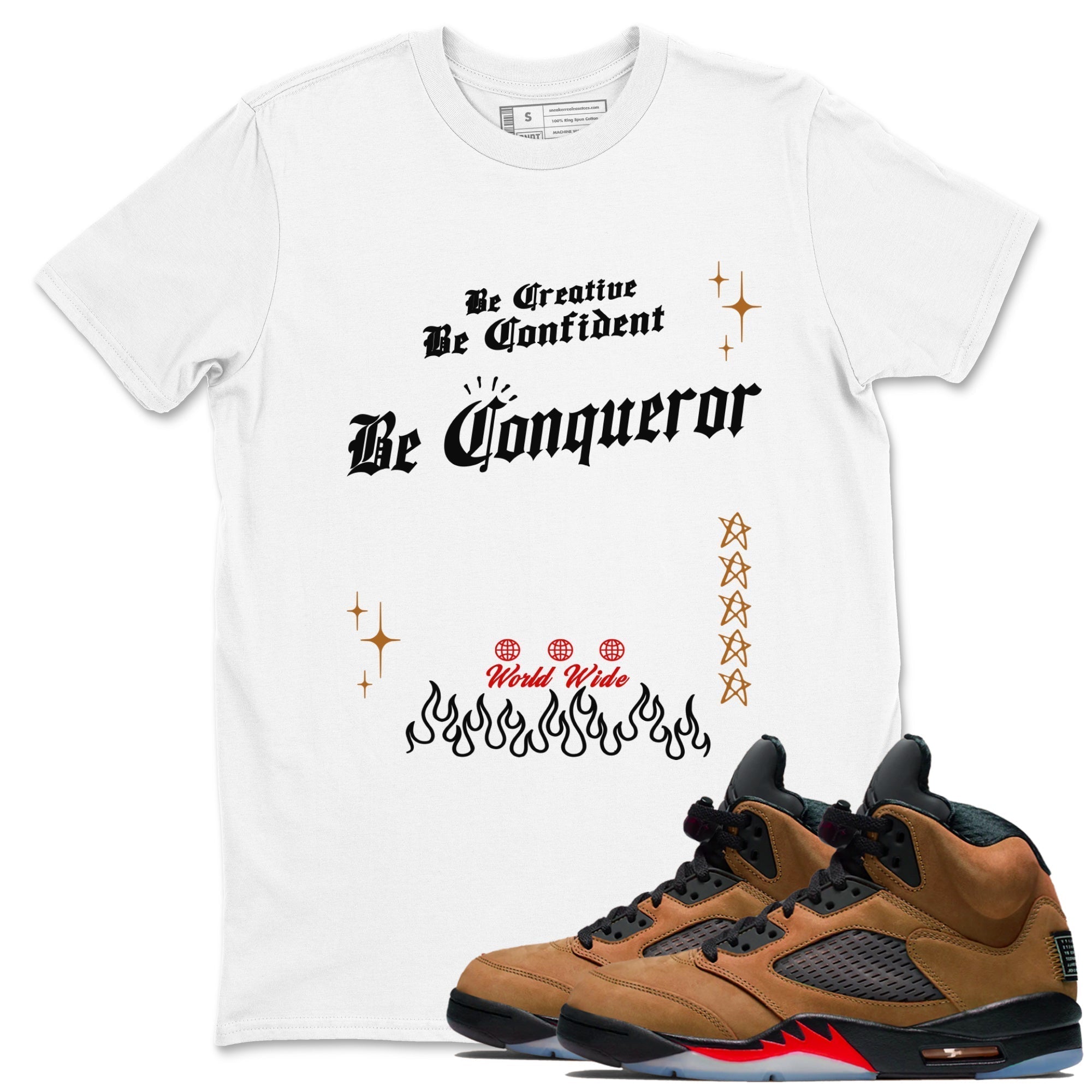 Be Conqueror snkmatch Tees - Air Jordan 5 Archaeo Brown