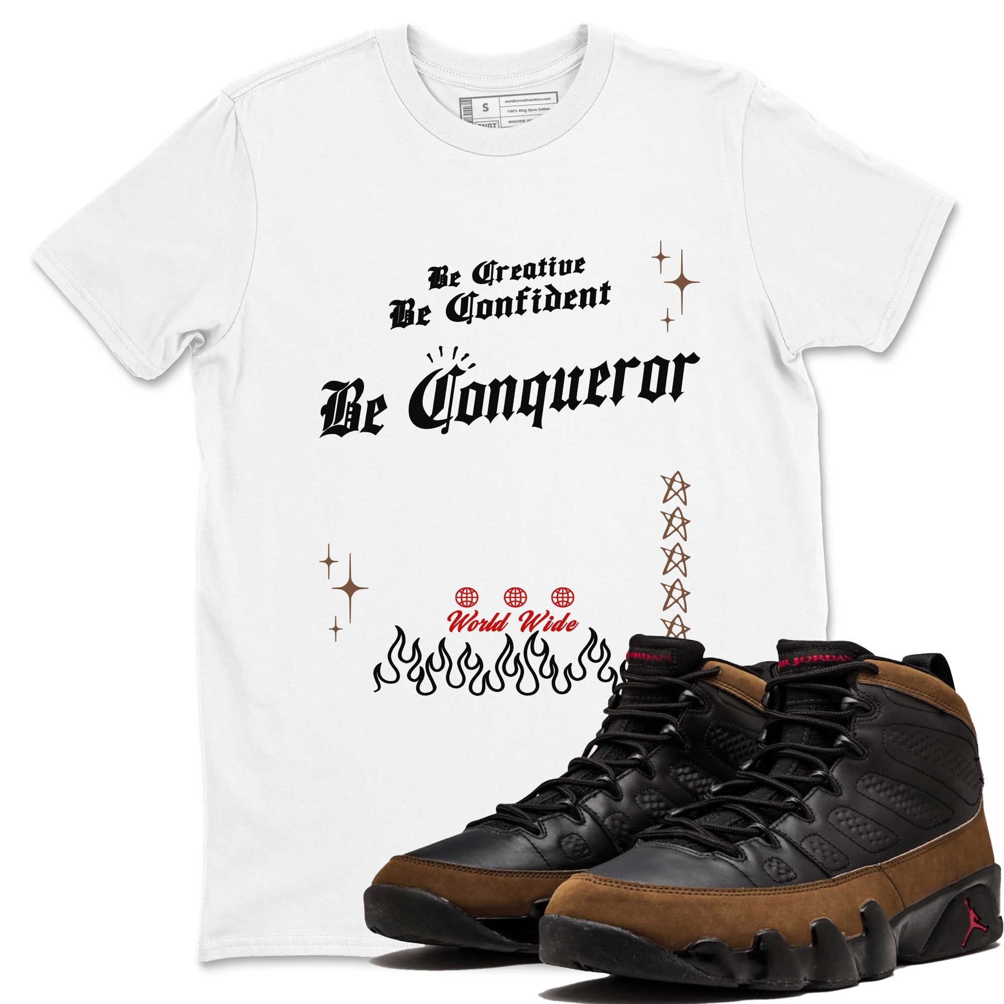 Be Conqueror snkmatch Tees - Air Jordan 9 Olive