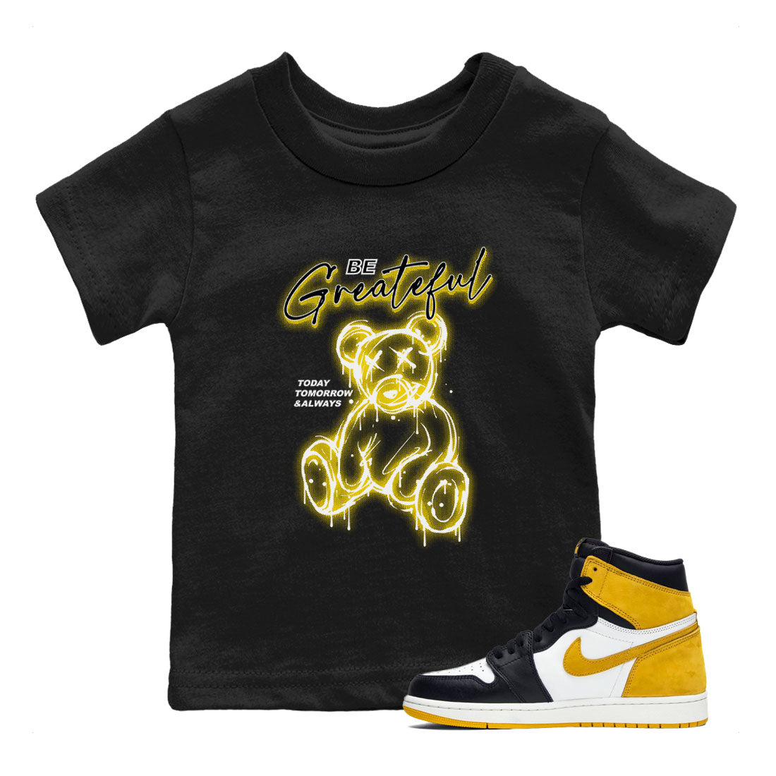 Be Grateful snkmatch Tees Kids - Air Jordan 1 Yellow Ochre