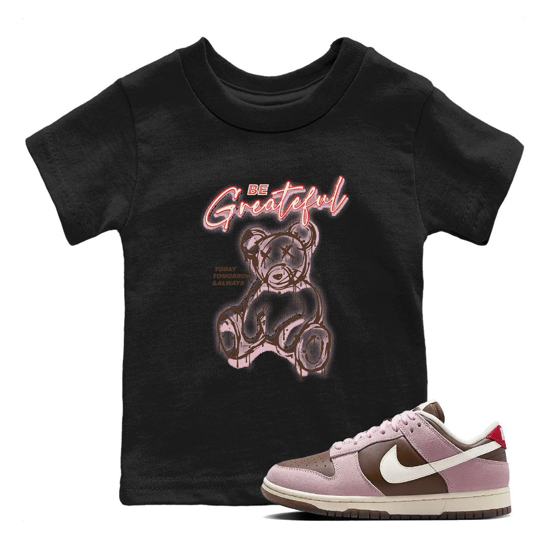 Be Grateful snkmatch Tees Kids - Dunk Cacao Wow And Pink Foam