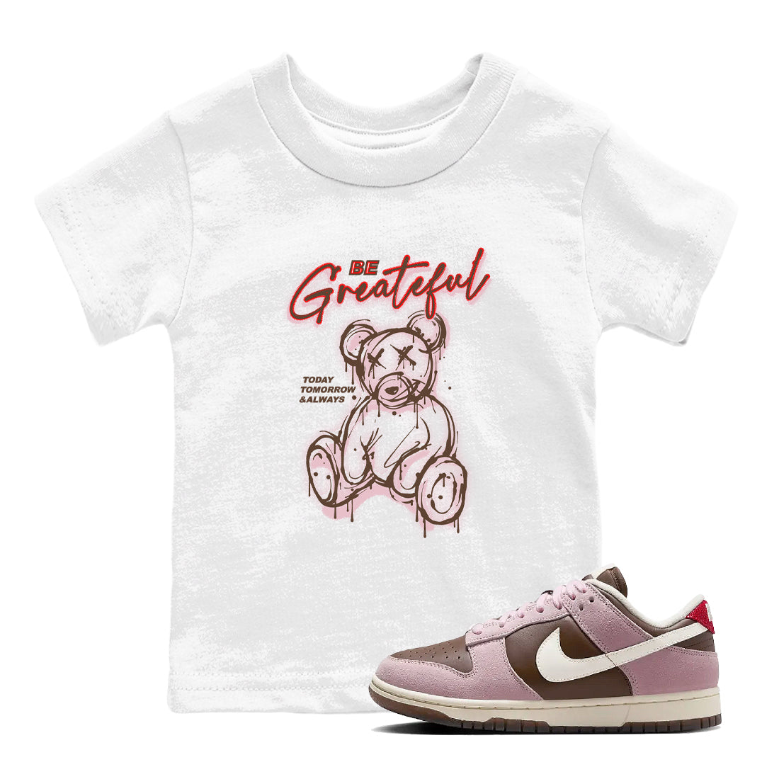Be Grateful snkmatch Tees Kids - Dunk Cacao Wow And Pink Foam