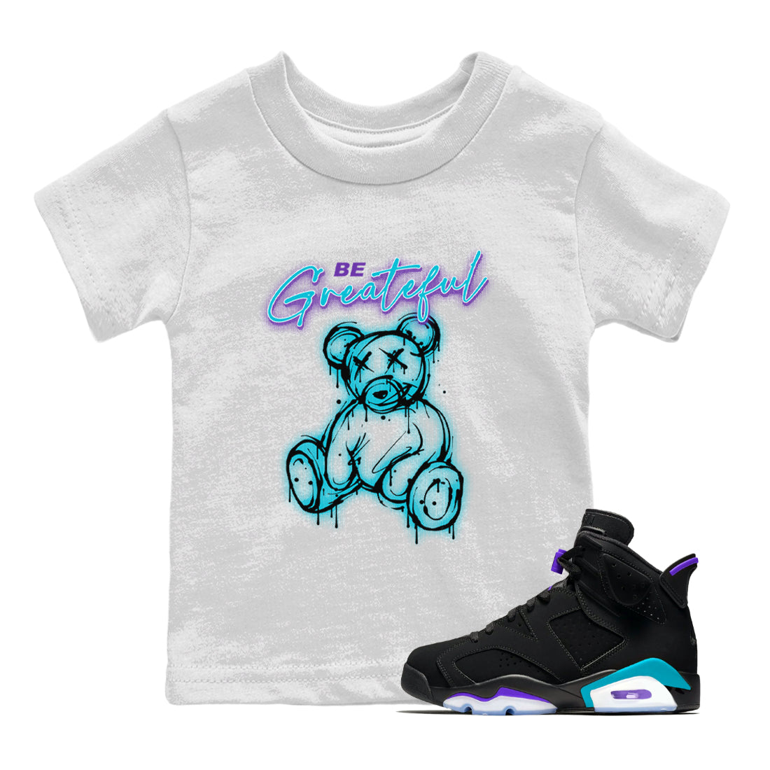 Be Grateful Kids Tops - Air Jordan 6 Aqua