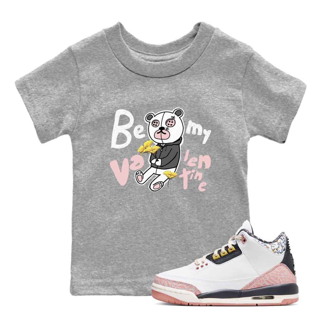 Be My Valentine snkmatch Tees Kids - Air Jordan 3 Vintage Floral