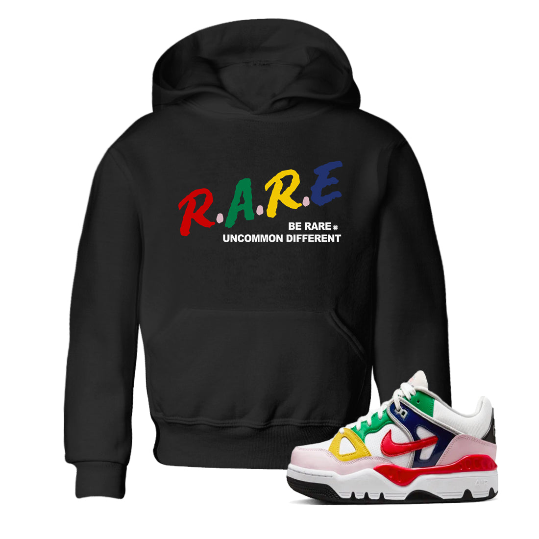 Be Rare Uncommon Different snkmatch Tees Kids - Air Force 3 Blue Void and Tour Yellow