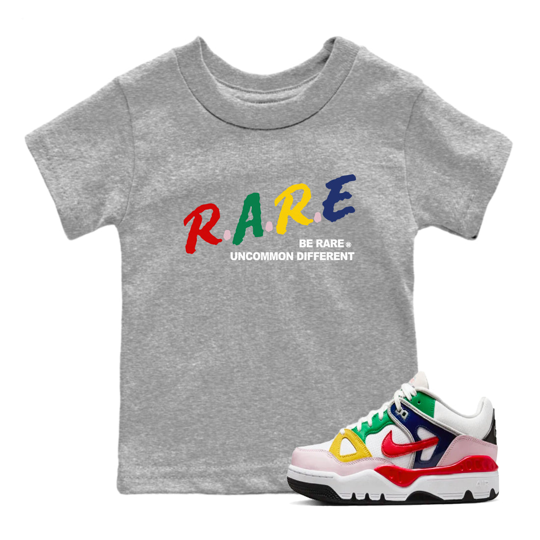 Be Rare Uncommon Different snkmatch Tees Kids - Air Force 3 Blue Void and Tour Yellow