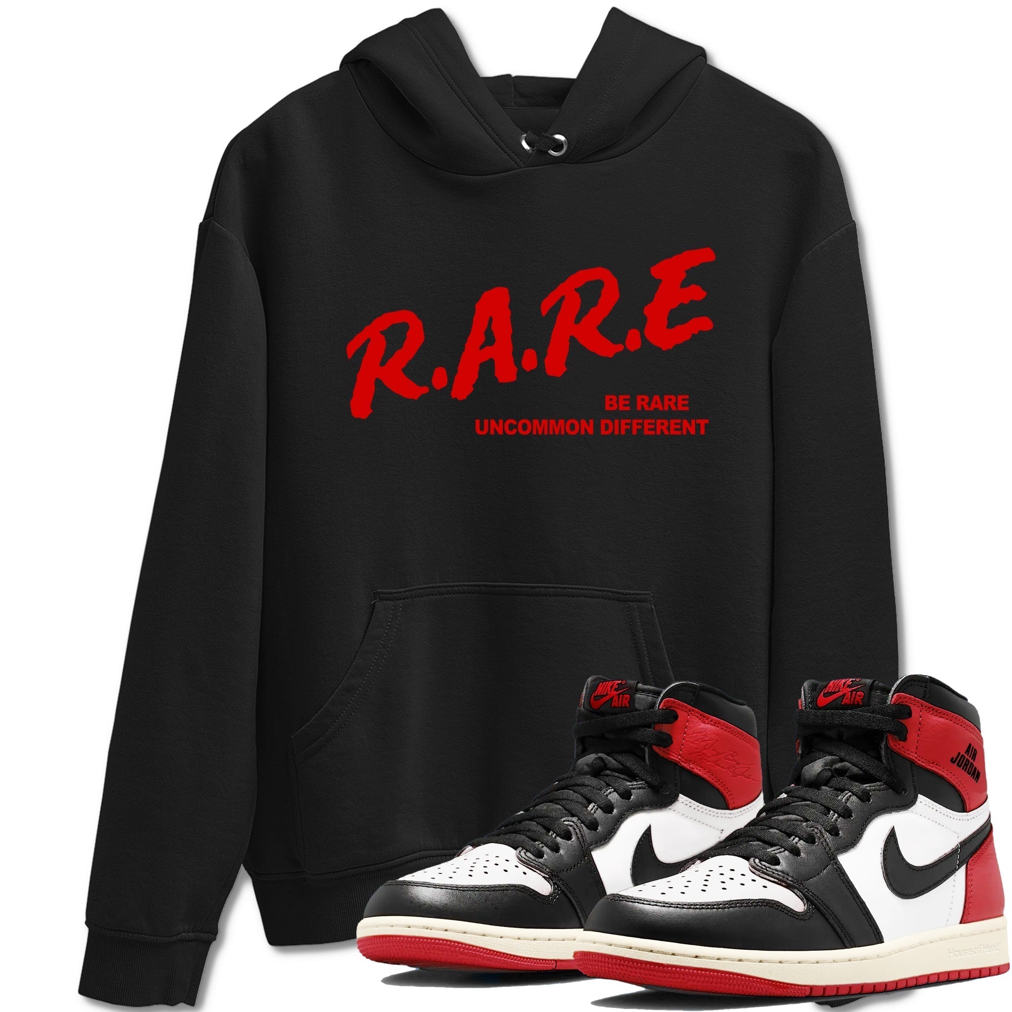 Be Rare Uncommon Different snkmatch Tees - Air Jordan 1 Black Toe Reimagined
