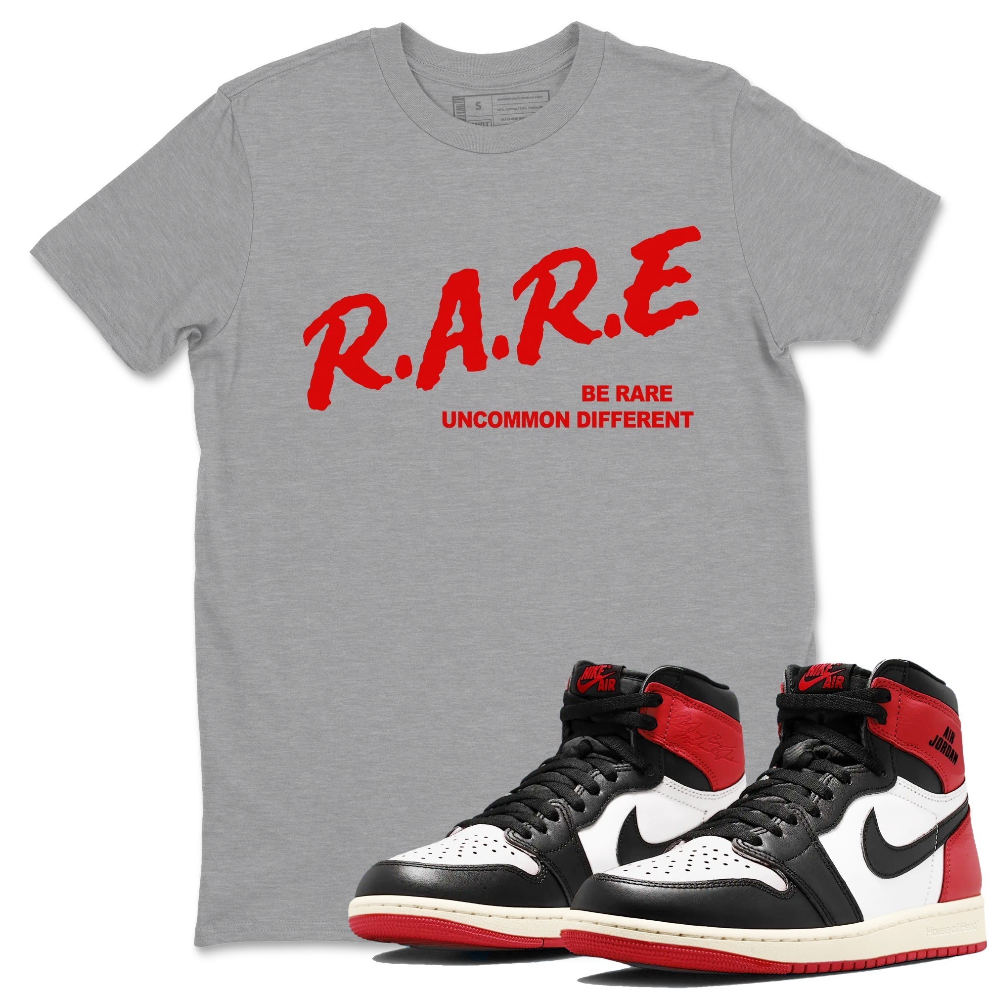 Be Rare Uncommon Different snkmatch Tees - Air Jordan 1 Black Toe Reimagined