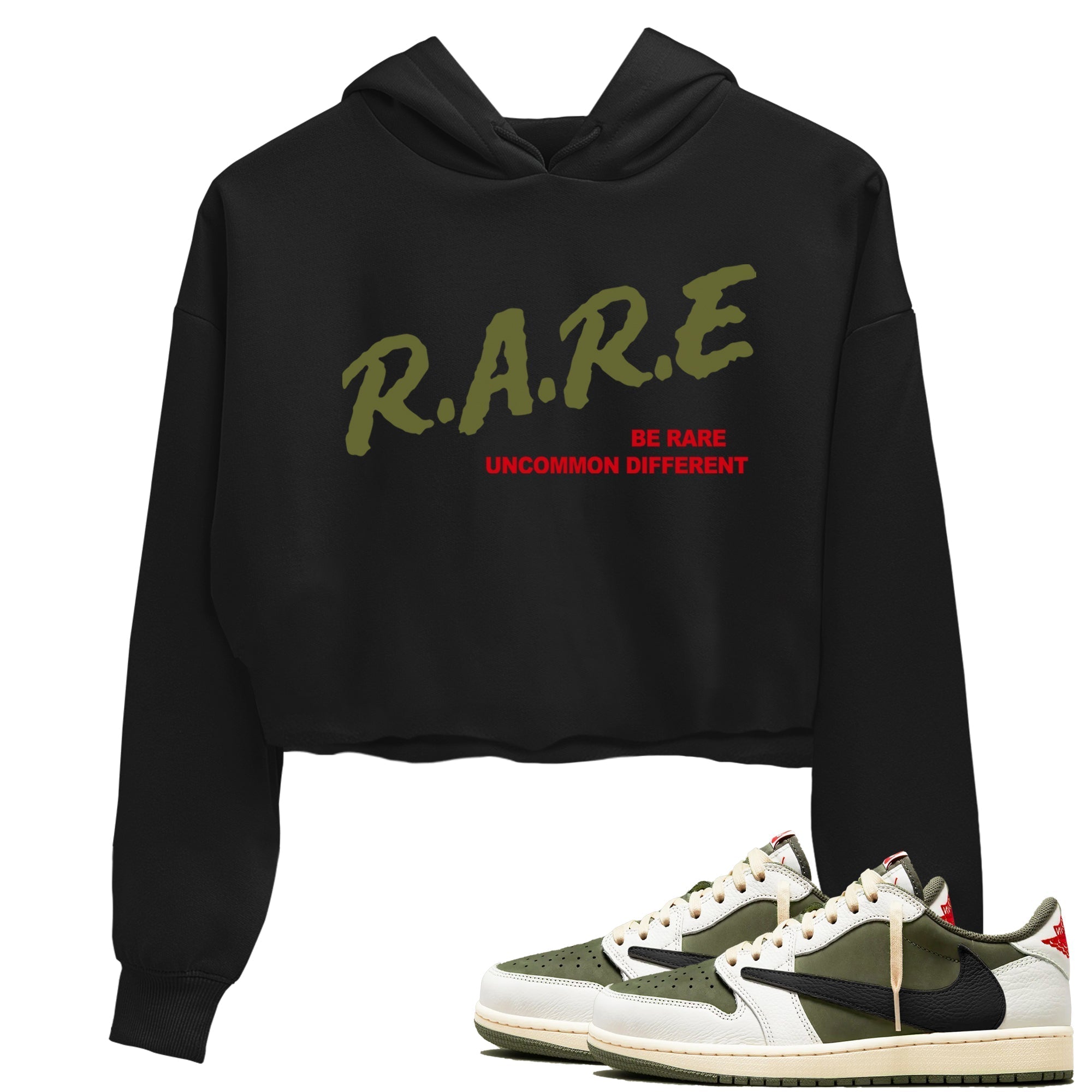 Be Rare Uncommon Different snkmatch Women's Top - Air Jordan 1 Travis Scott Medium Olive