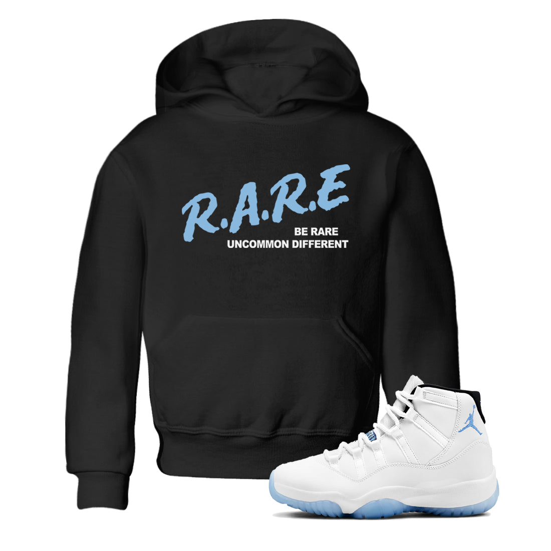 Be Rare Uncommon Different snkmatch Tees Kids - Air Jordan 11 Legend Blue