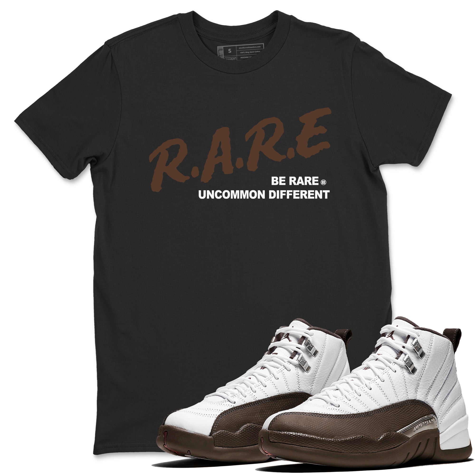 Be Rare Uncommon Different SNRT Sneaker Tees - Air Jordan 12 Baroque Brown